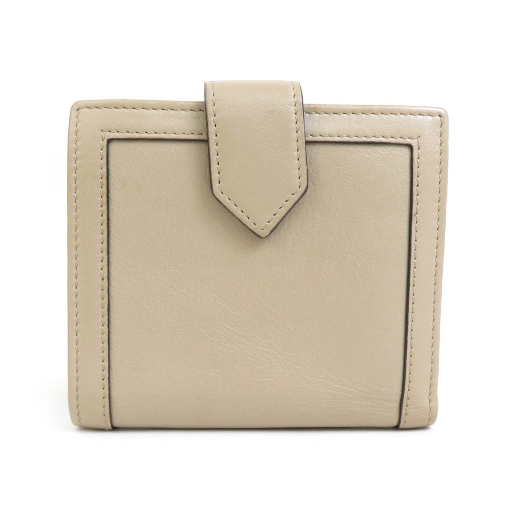 GUCCI Bi-fold Wallet GG Marmont Bamboo Leather Greige Gold
