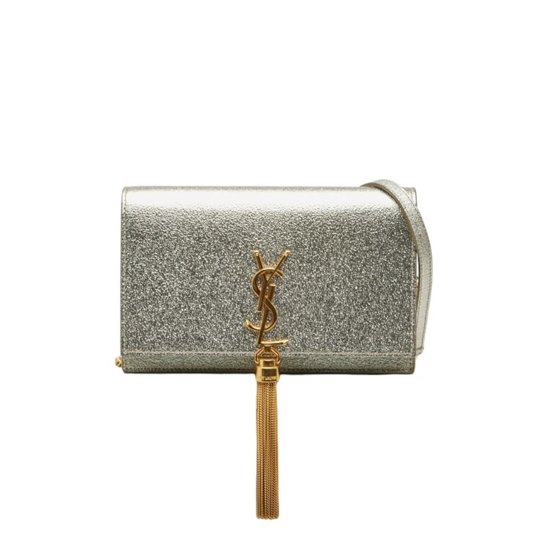 Saint Laurent YSL Logo Kate Tassel Fringe Crossbody Chain Shoulder Bag in Leather