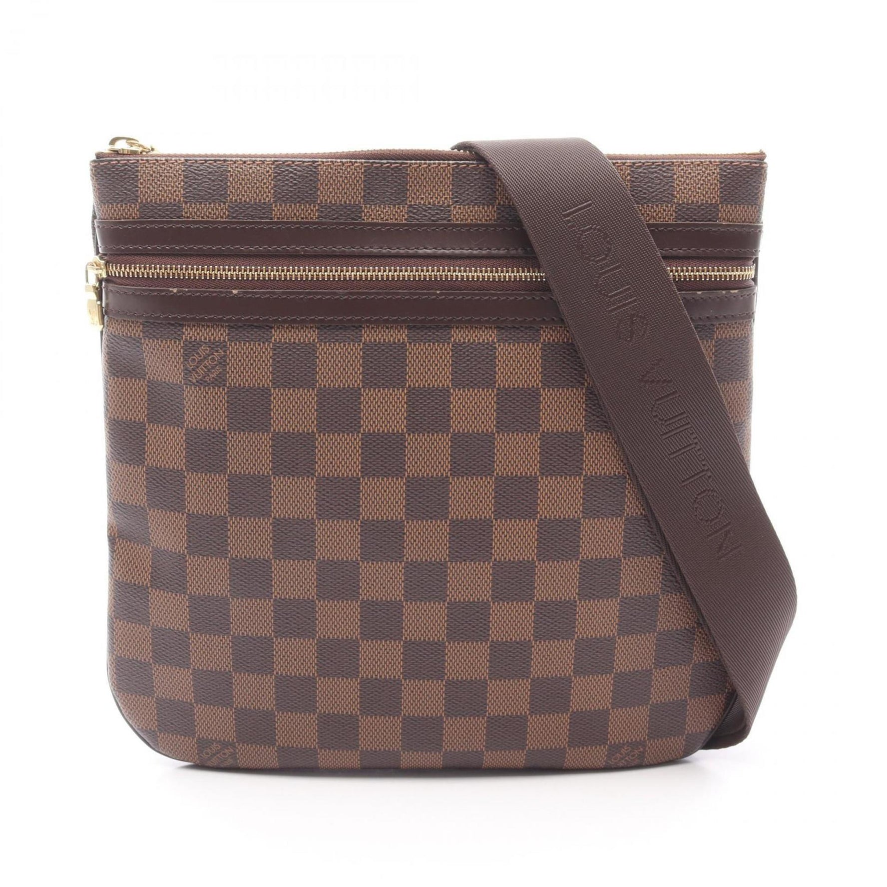 Louis Vuitton Bosphore Pochette Shoulder Bag in Coated Canvas and Leather with Damier Finish, Brown