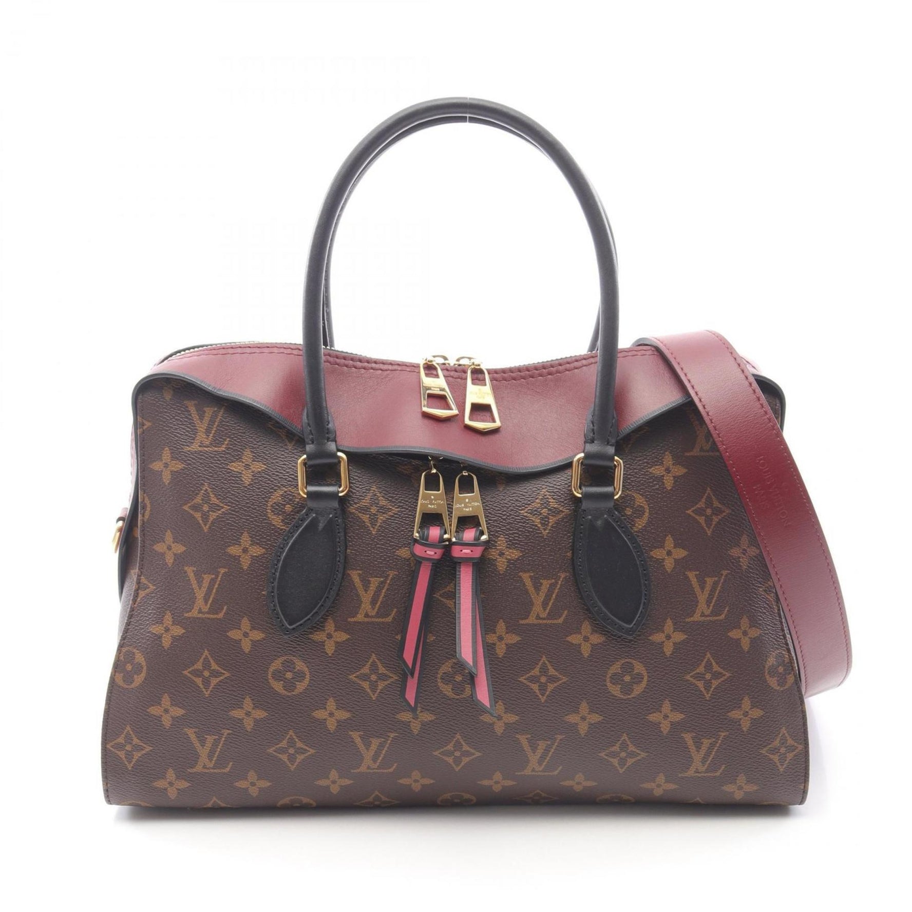 Louis Vuitton Tuileries Handbag, Coated Canvas and Leather, Monogram, Brown, Bordeaux, Black