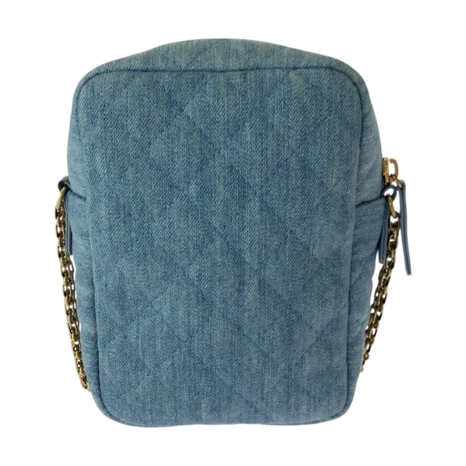 CHANEL 2.55 Quilted Denim Shoulder Bag with Gold Hardware