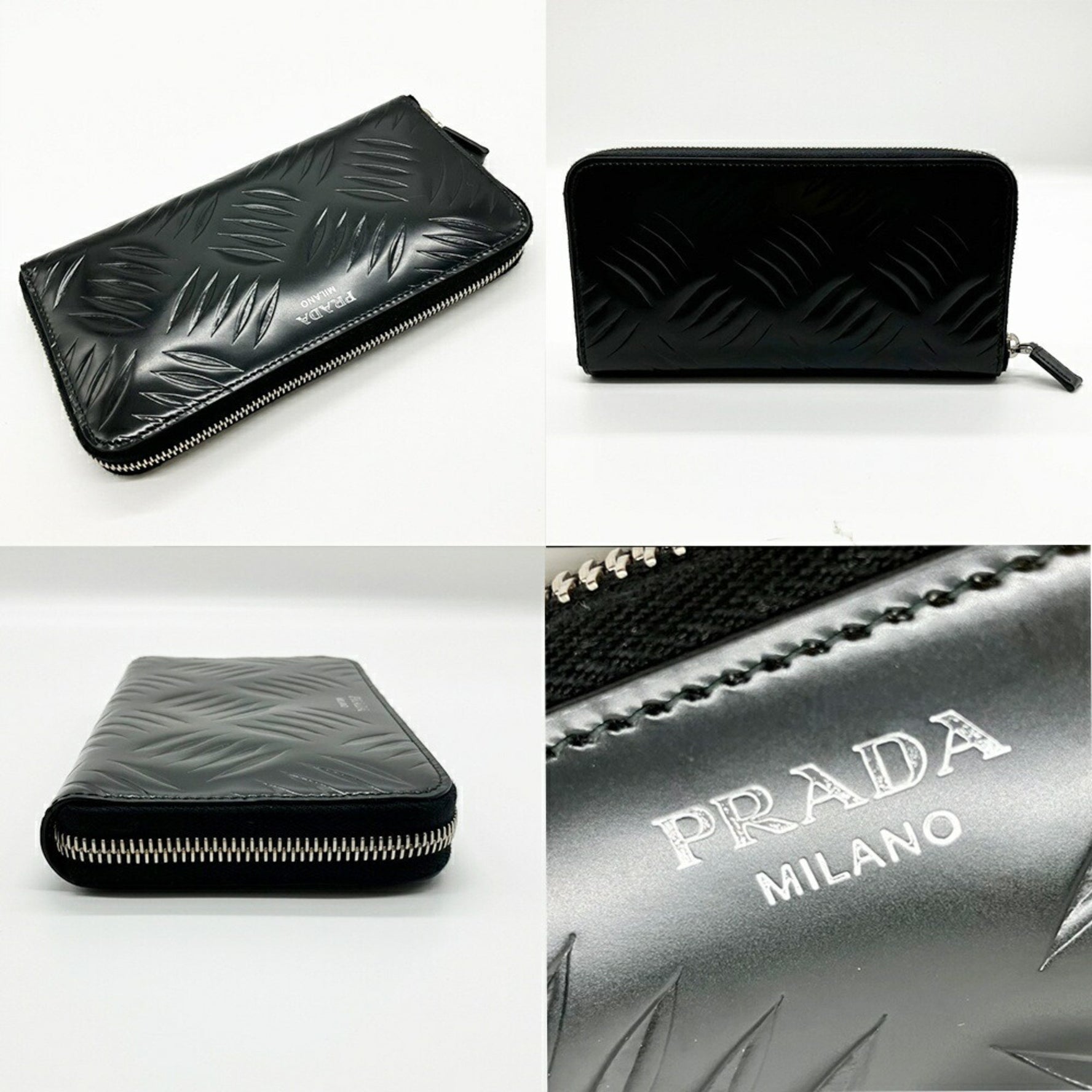 Prada Round Wallet Brushed Leather Long A Rank