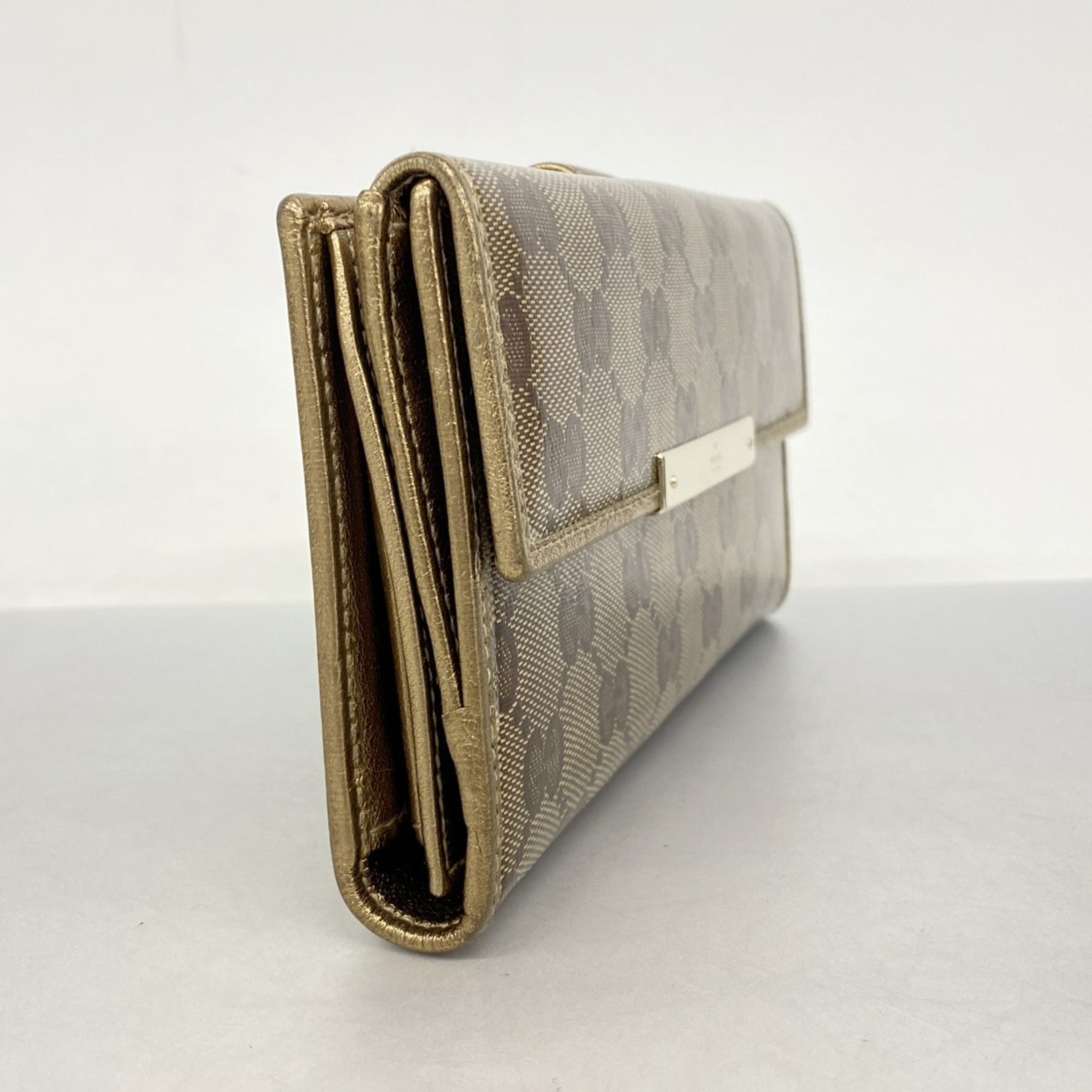 Gucci Long Wallet with GG Crystals, Coated Canvas, Champagne