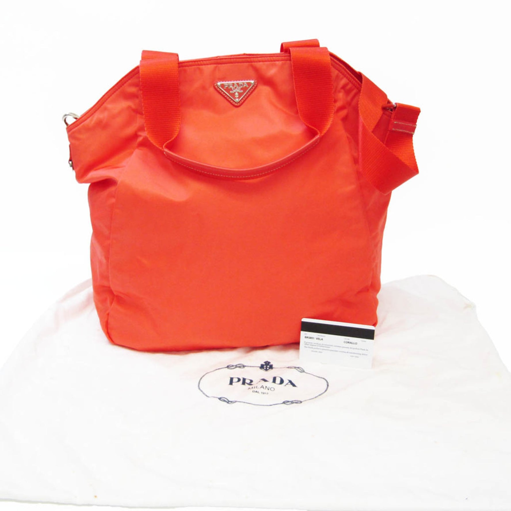 Prada VELA Nylon Handbag,Shoulder Bag Pink Orange