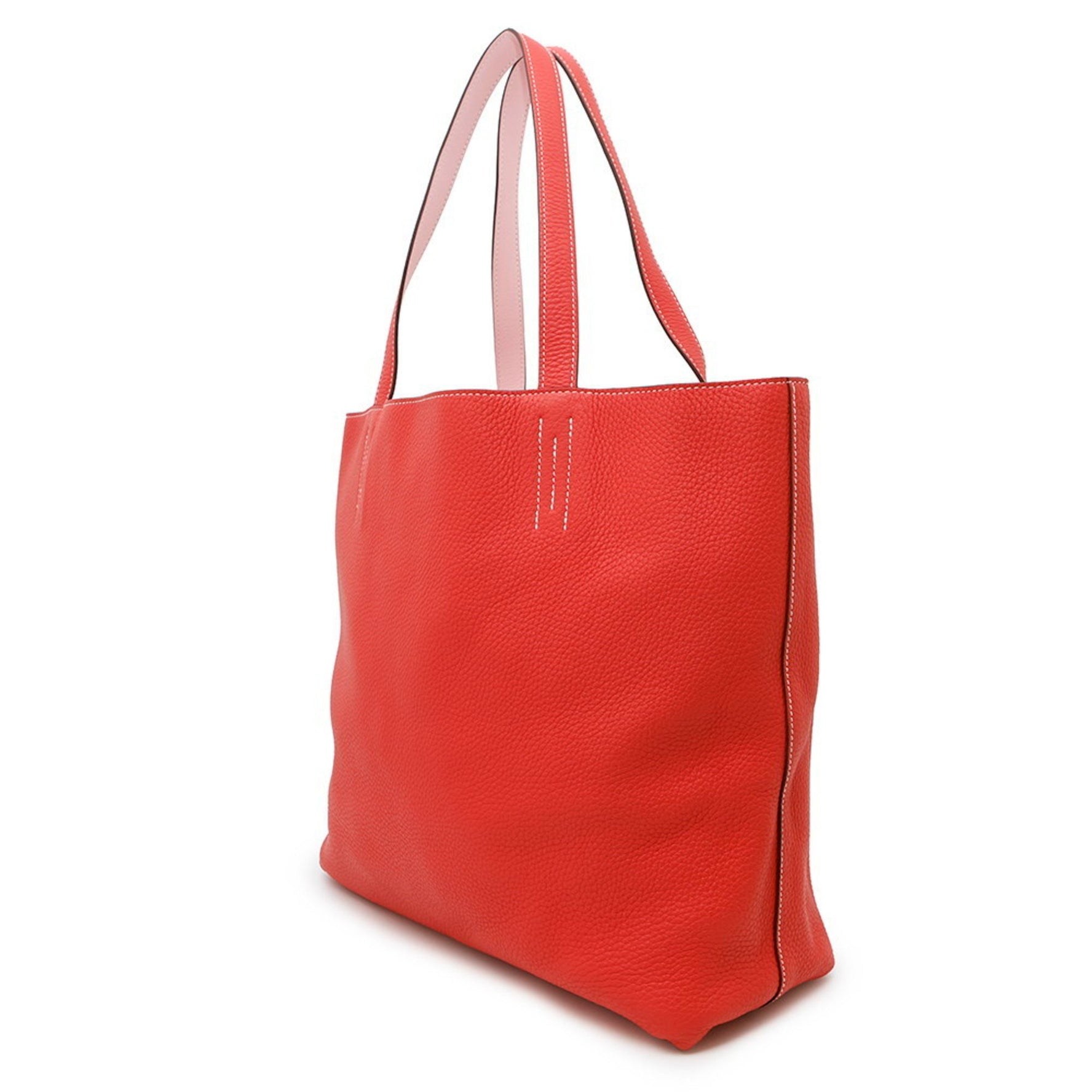 Hermes Hermès Double Sens 36 Tote Bag in Rouge Pivoine, Rose Sakura, Taurillon Clemence, and Swift Leather with a T Stamp