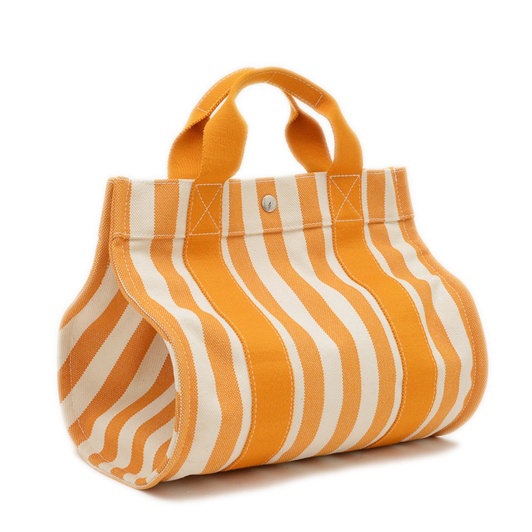 Hermes Hermès Cannes PM Tote Bag Canvas Orange White BP