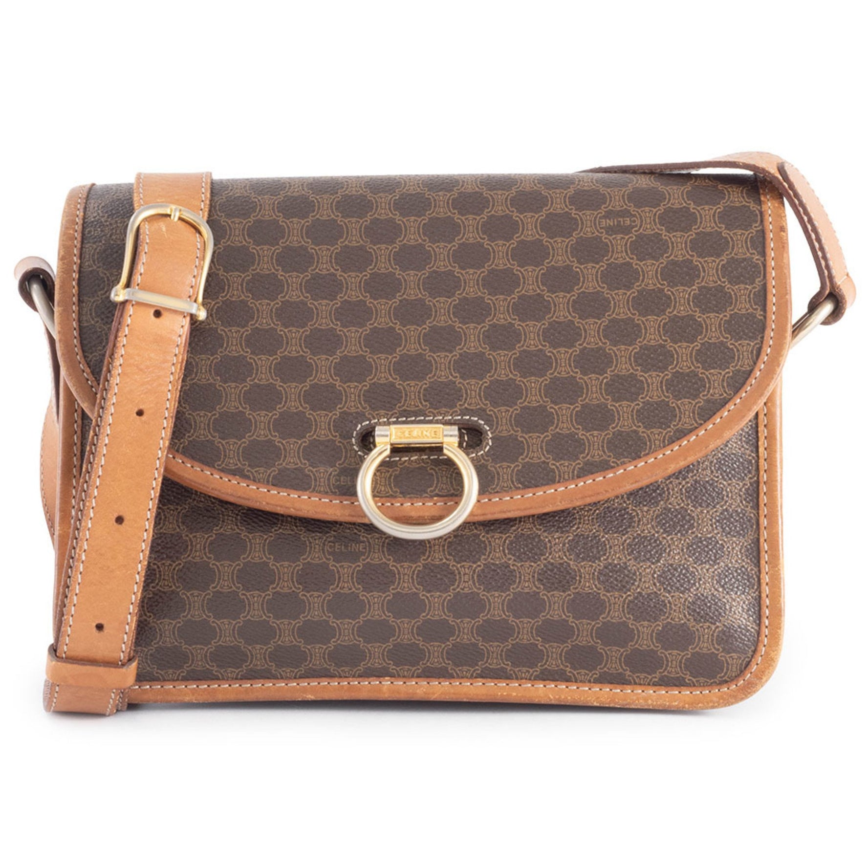 Celine Macadam Flap Shoulder Bag PVC Leather, Old Style, Two-Compartment