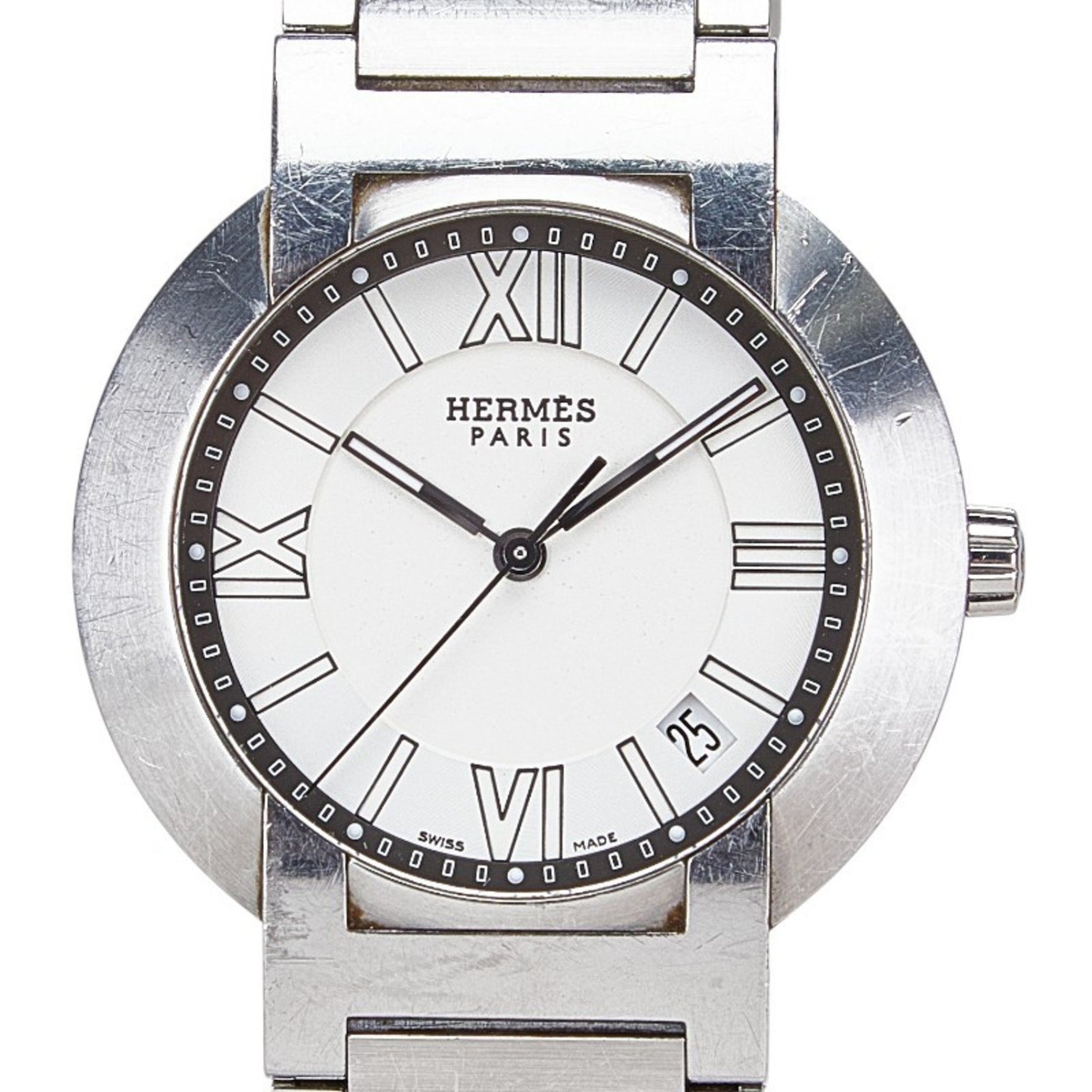 Hermes Nomade Watch Kinetic White Dial Stainless Steel