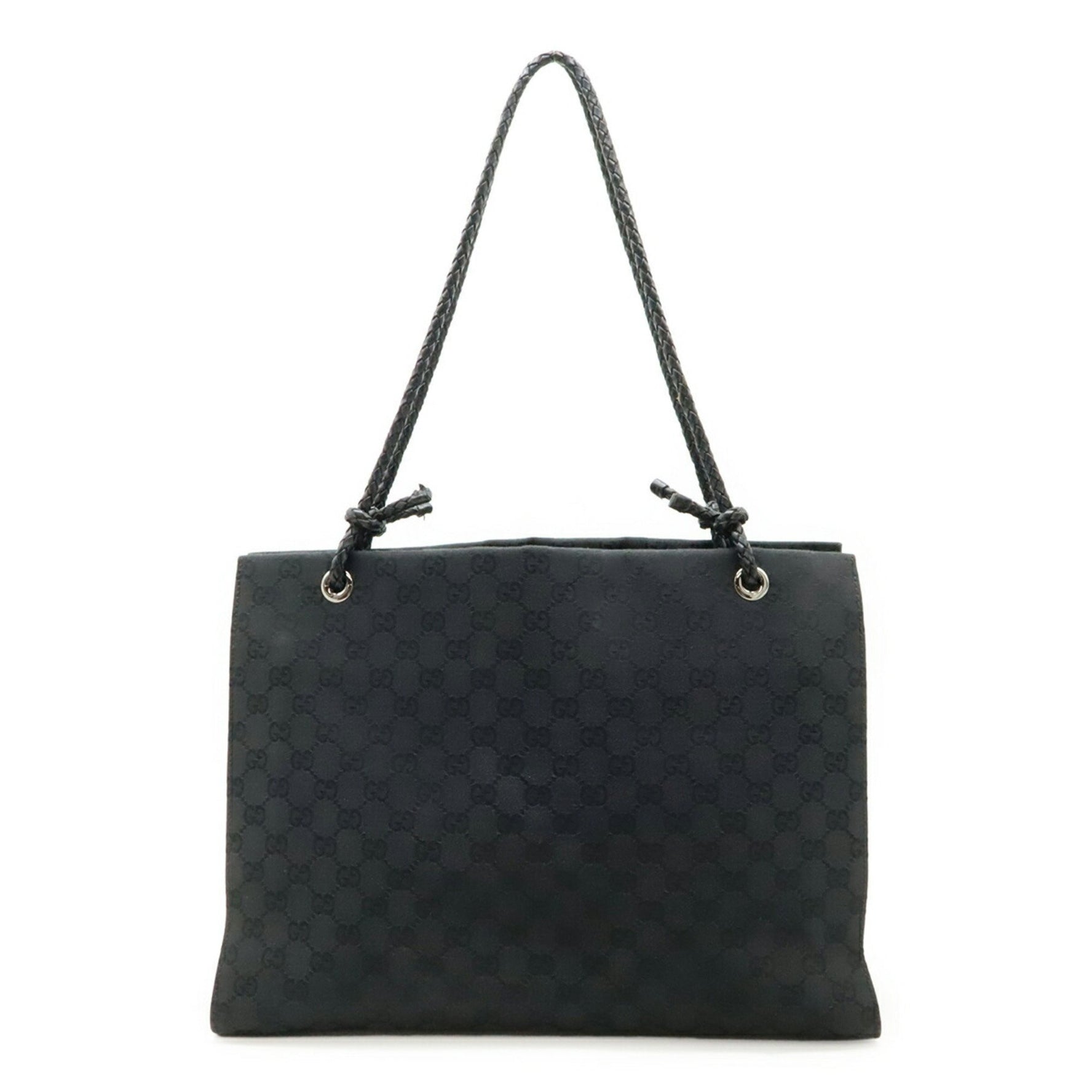 GUCCI GG Canvas Tote Bag Shoulder Leather