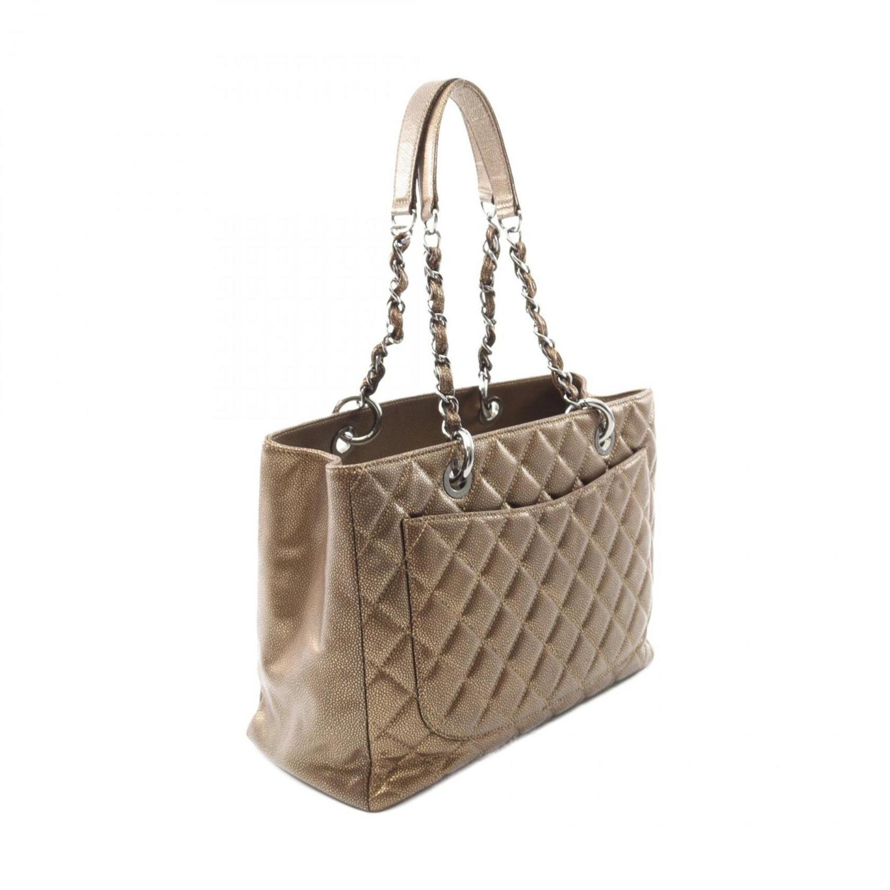 CHANEL Matelasse Grand Shopping GST Tote Bag in Calfskin Leather, Gold