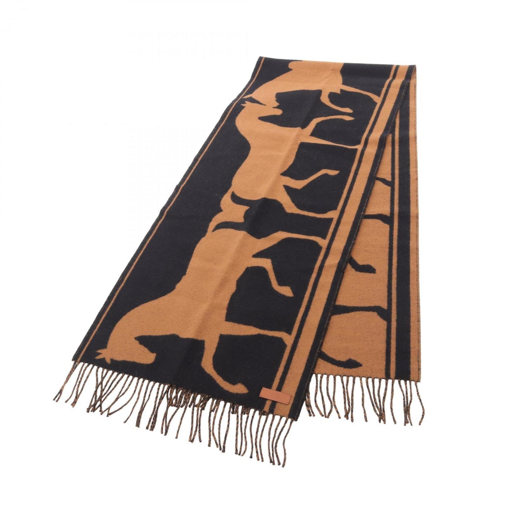 Hermes Hermès Tete a Queue scarf, cashmere, black and brown