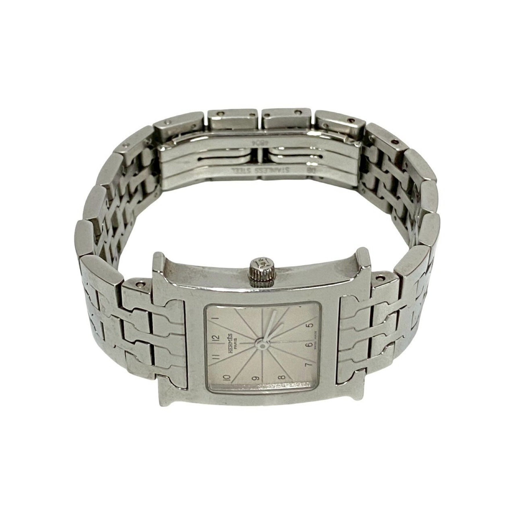 HERMES H Watch Stainless Steel Wristwatch Silver