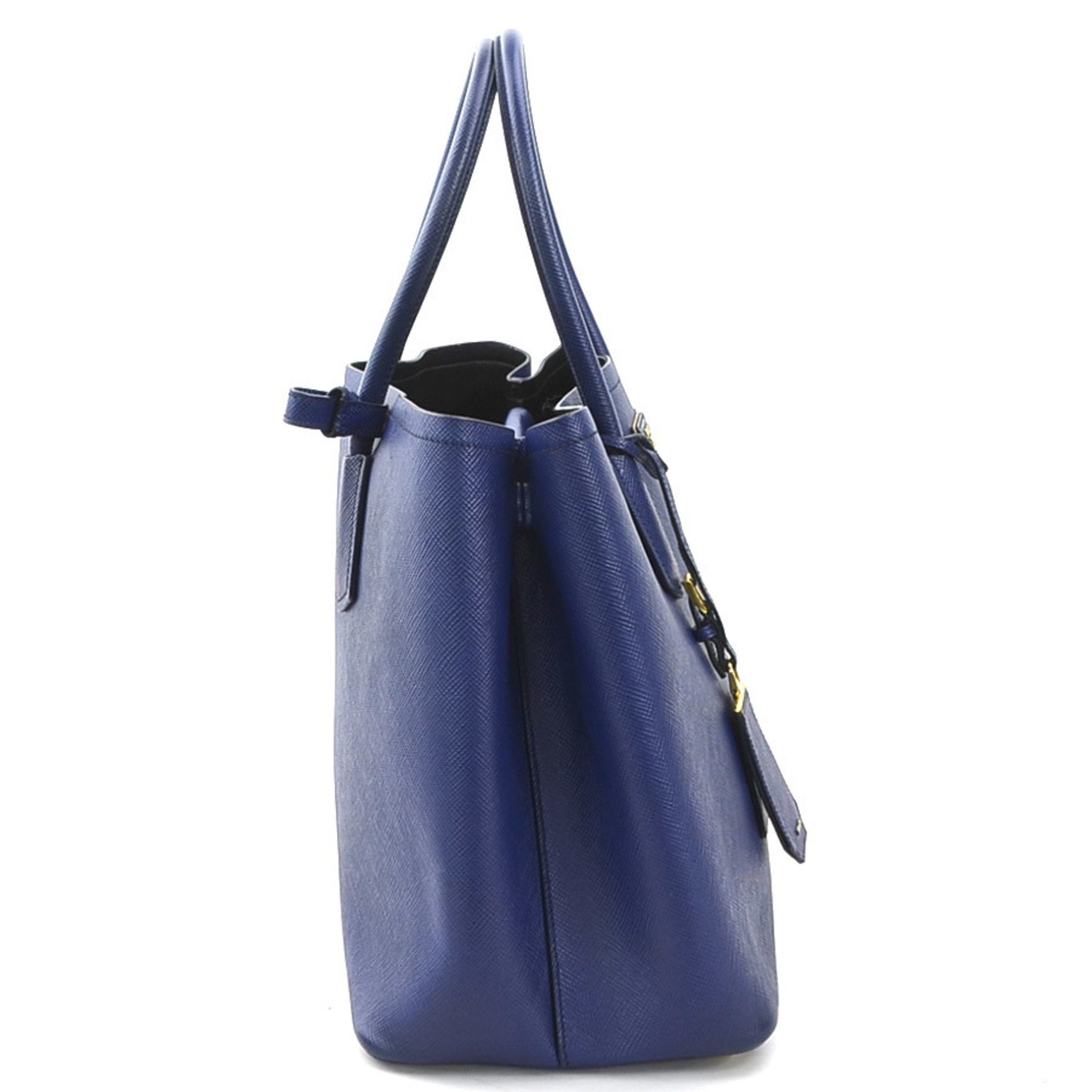 PRADA handbag leather blue ladies r10346a