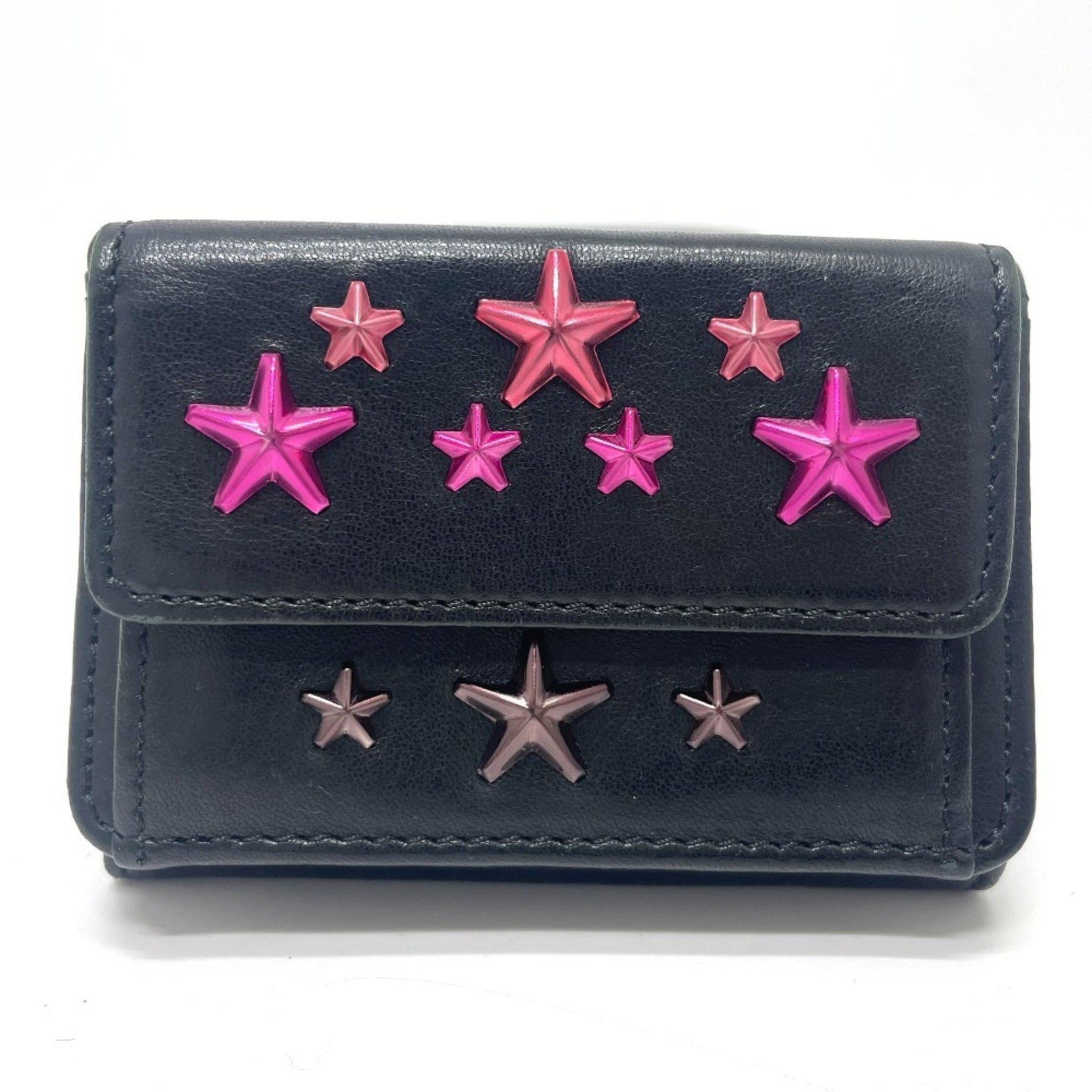 Jimmy Choo Star Stud Wallet, Compact Mini Tri-fold Leather