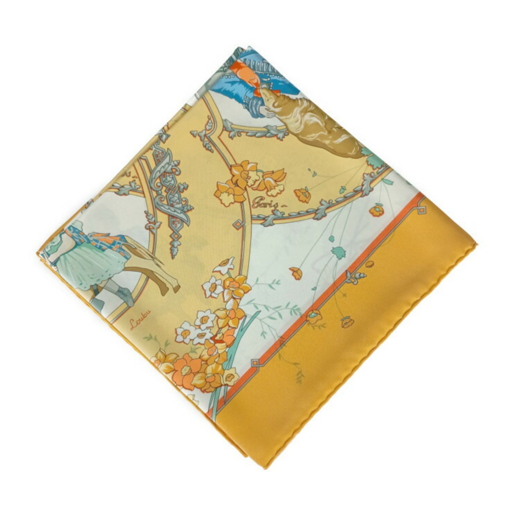 HERMES Scarf/Muffler Carre 90 Les Petits Princes - Orange Multicolor 100% Silk