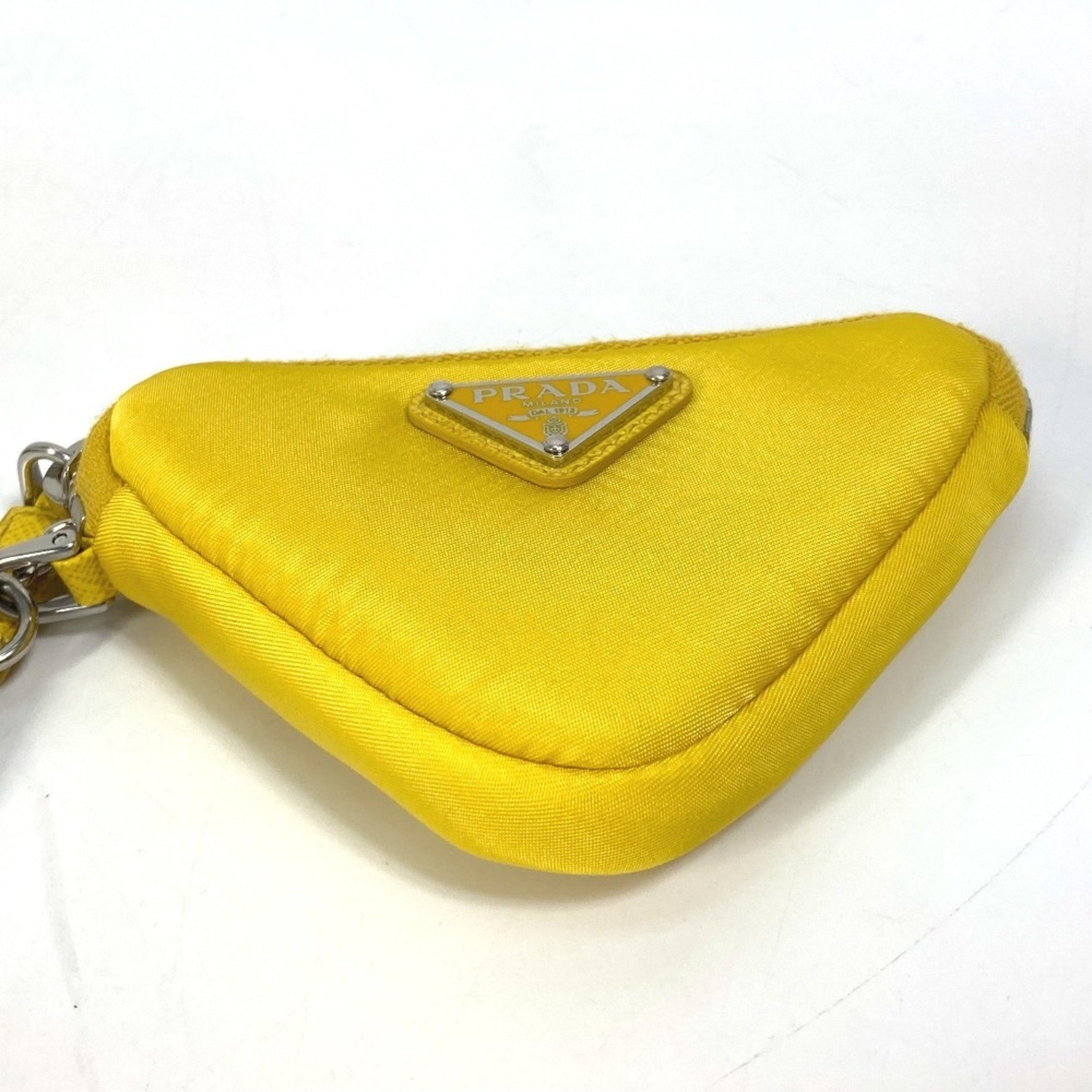 PRADA Triangle Plate Re Nylon with Neck Strap Key Ring Pouch Men's