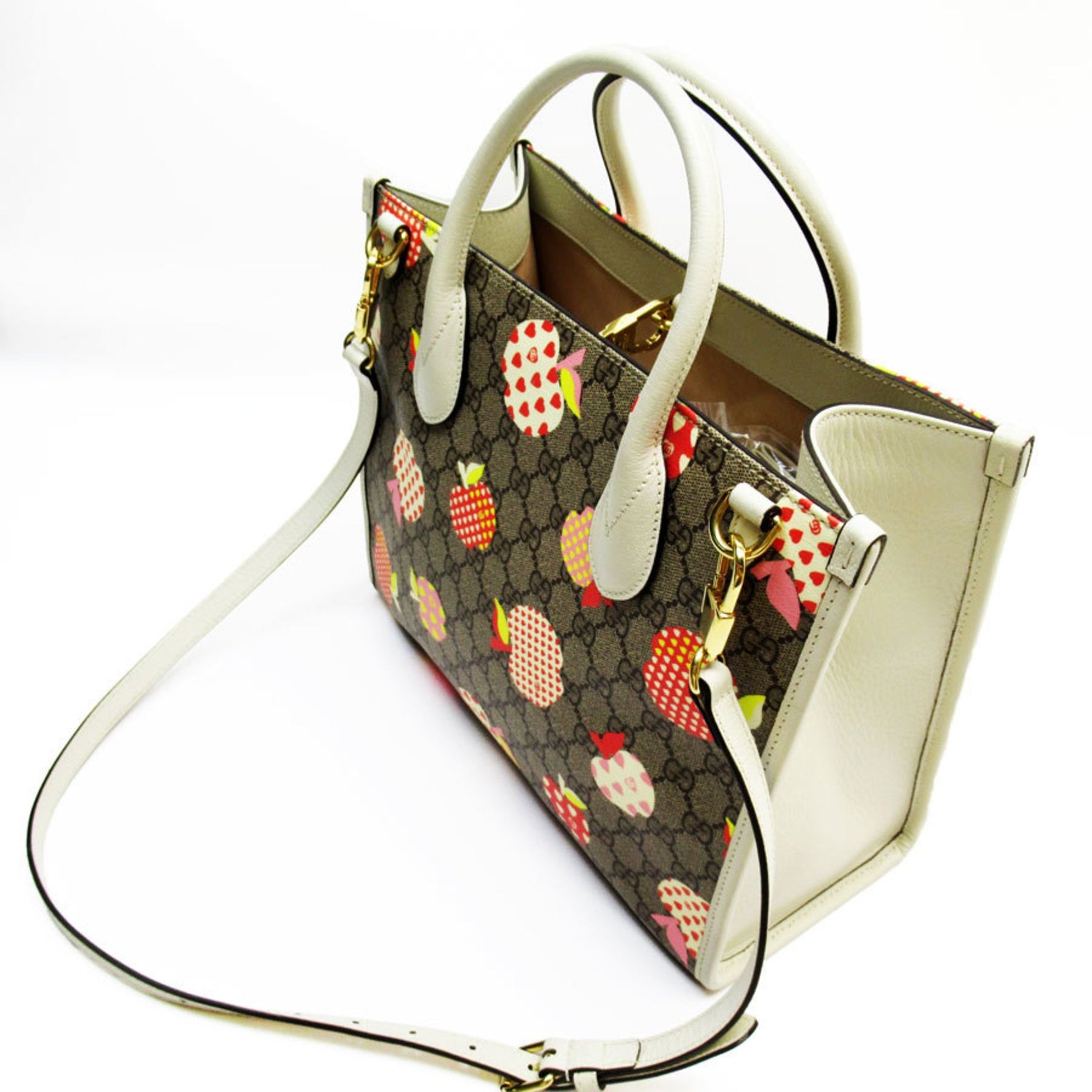 GUCCI Handbag Shoulder Bag GG Supreme Canvas Leather Ivory x Brown