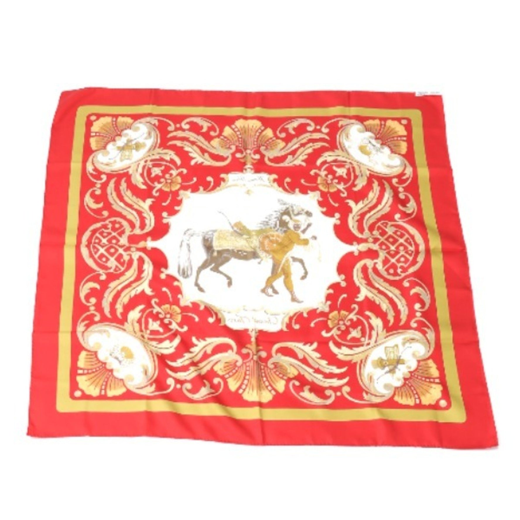 HERMES Cheval Jurc Turkish Horse Red Scarf