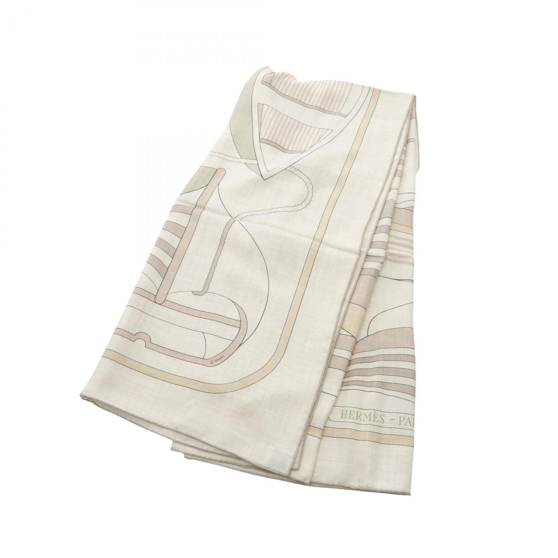 Hermes Hermès Carre Jean 140 THALASSA Scarf, Silk, Cashmere, Beige, Multicolor