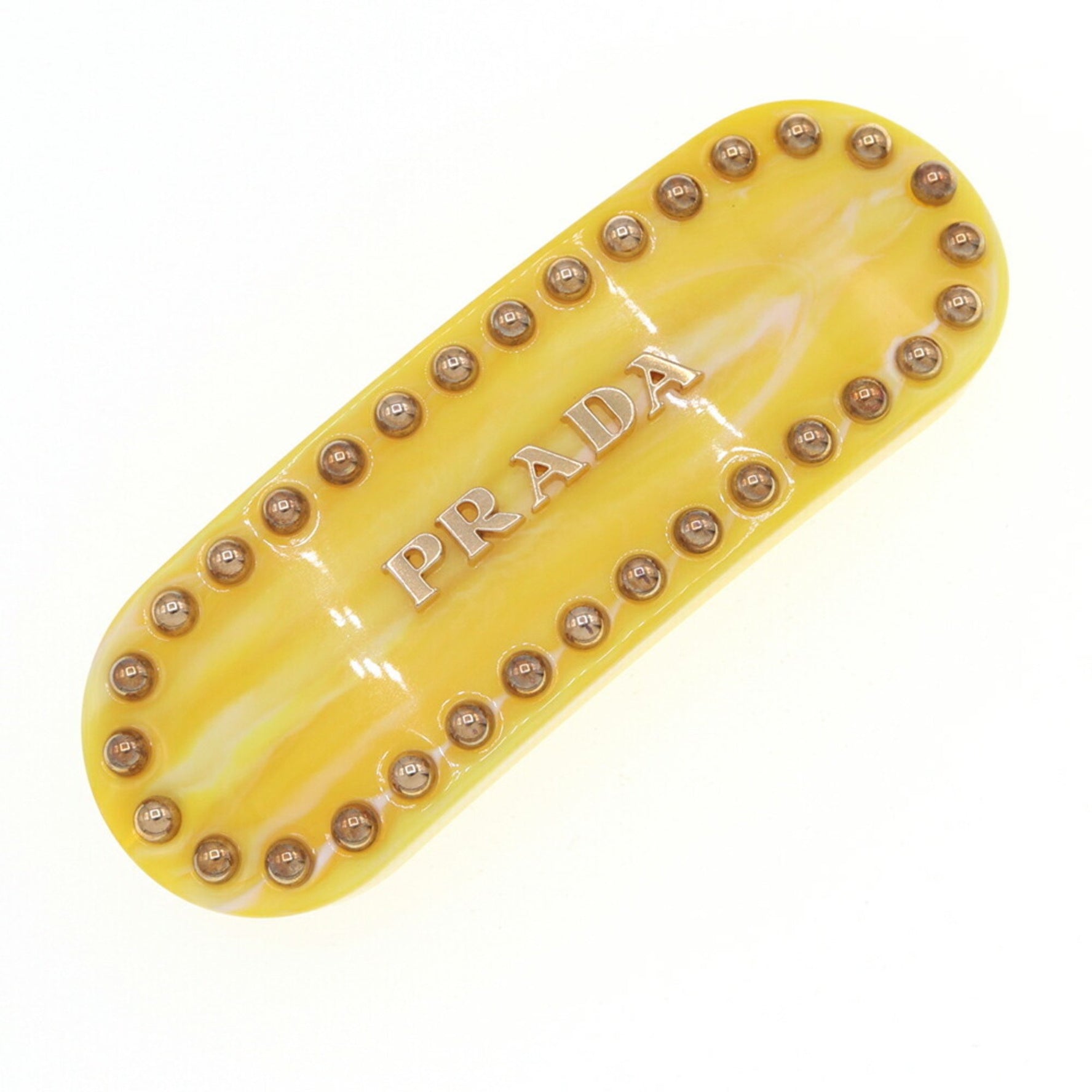 Prada Barrette Plastic Metal Hair Clip Studs
