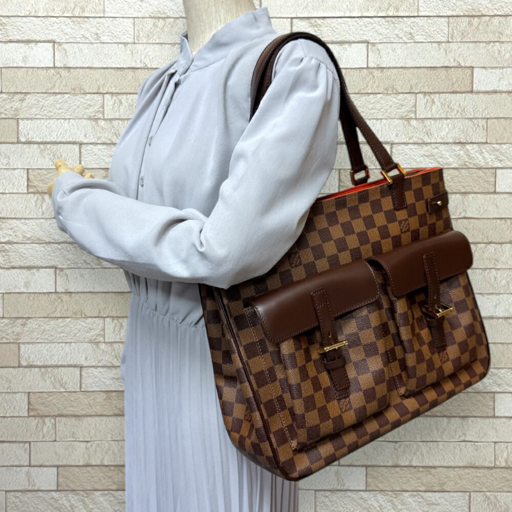 Louis Vuitton Uzes Damier Handbag Canvas Brown