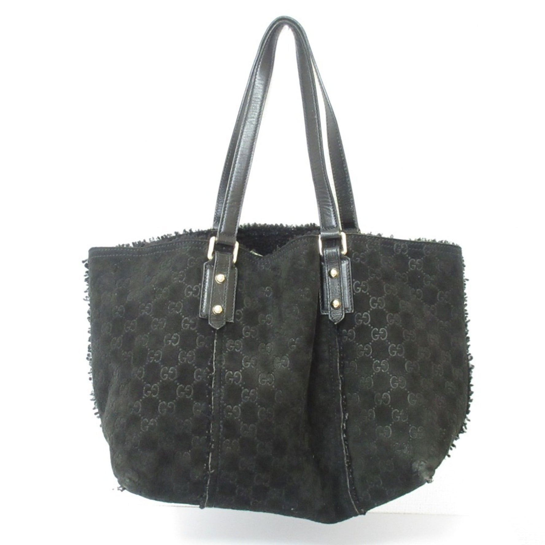 GUCCI GG pattern shearling tote bag handbag ladies