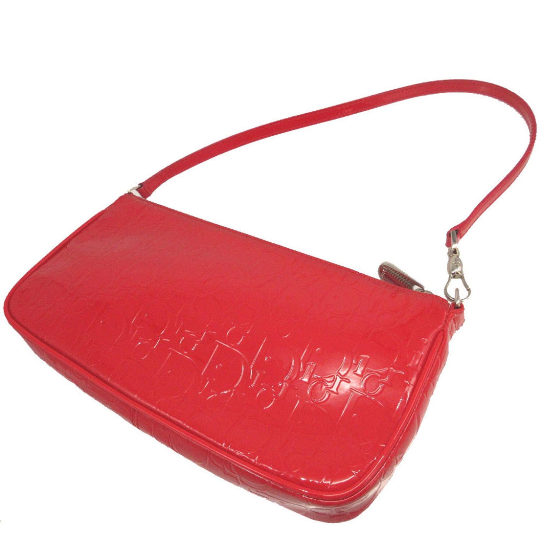Christian Dior Trotter Oblique Patent Leather Red Shoulder Bag 0446