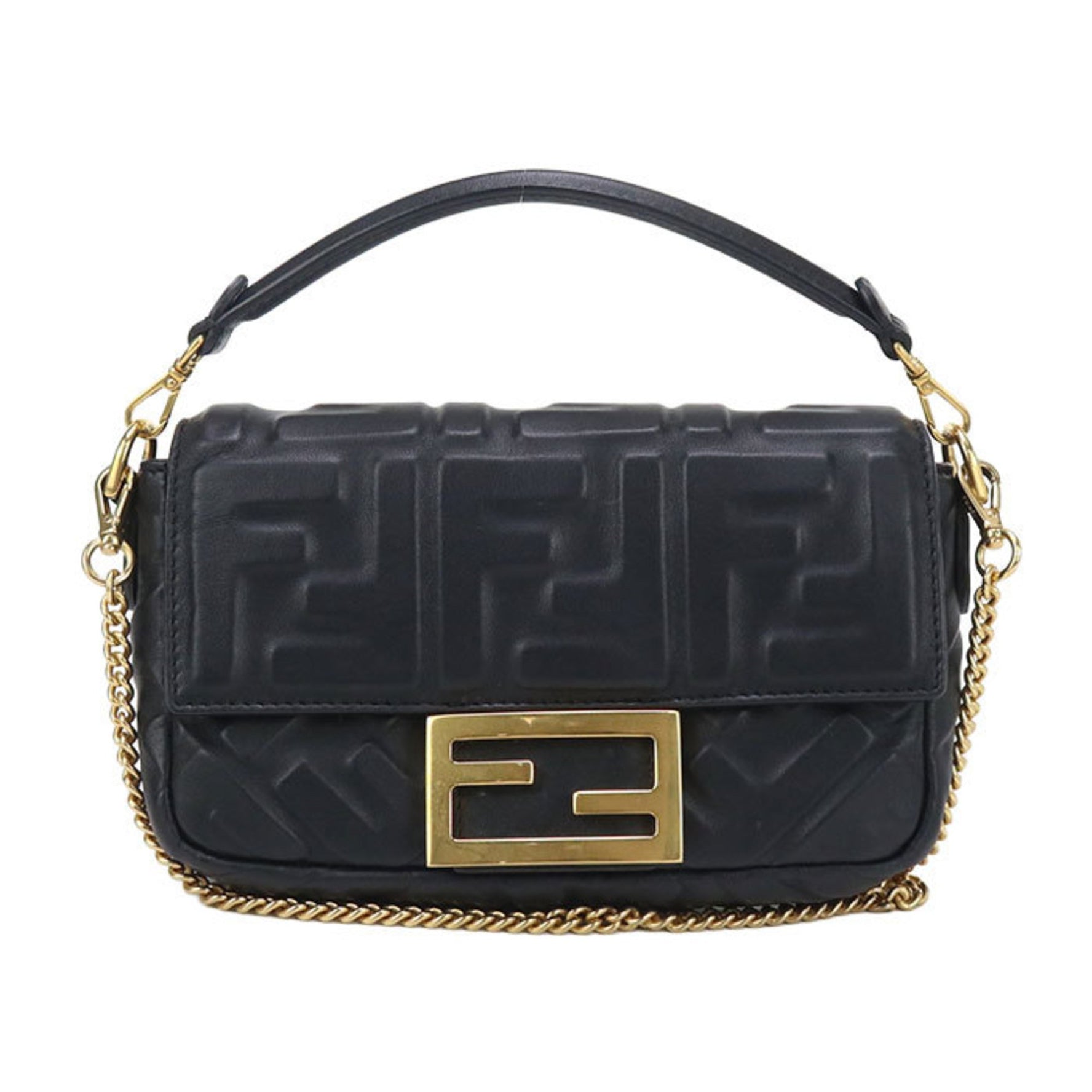 FENDI Shoulder Bag FF Motif Baguette Mini Chain