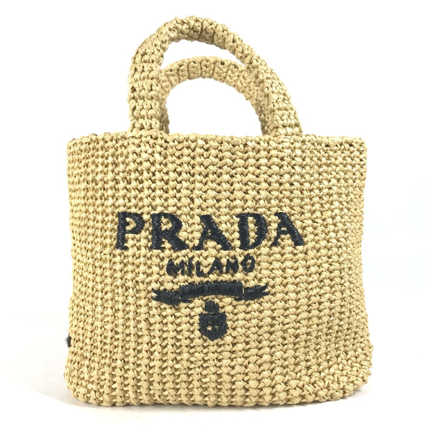 PRADA Basket Bag Straw Bag Tote Bag Hand Bag natural