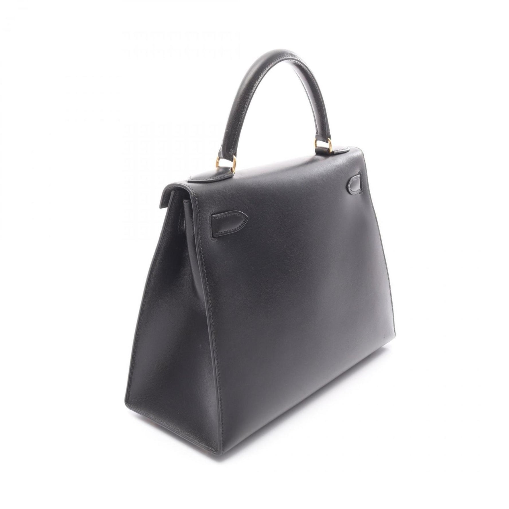 Hermes Hermès Kelly 28 handbag in box calf leather, black.