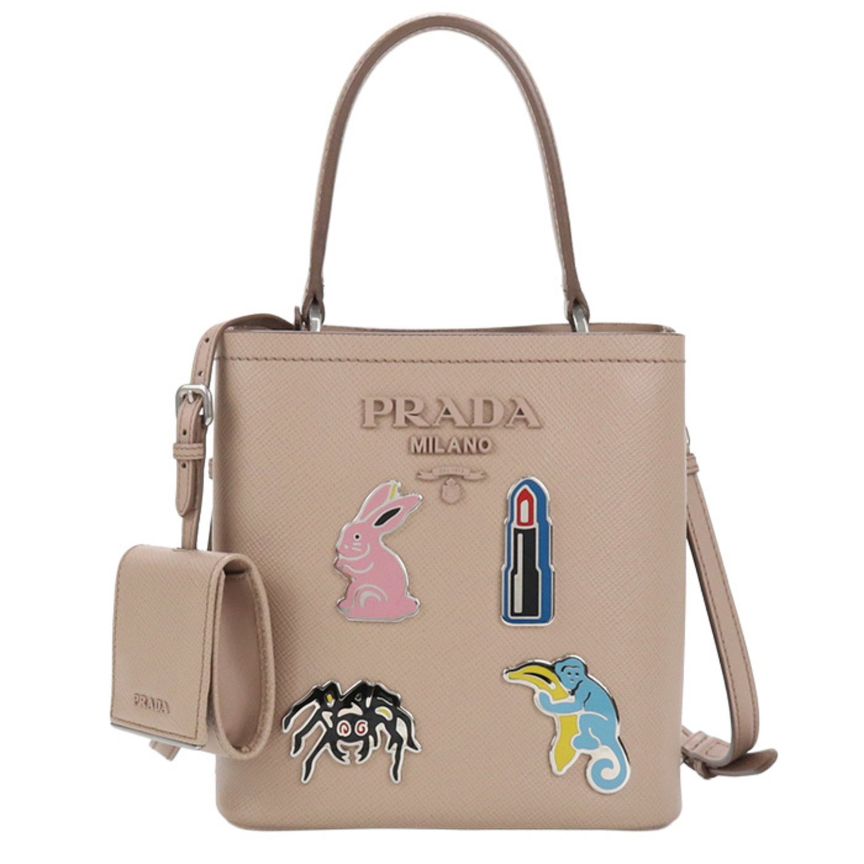 PRADA Handbag Pannier Saffiano Leather Small Bag Pink