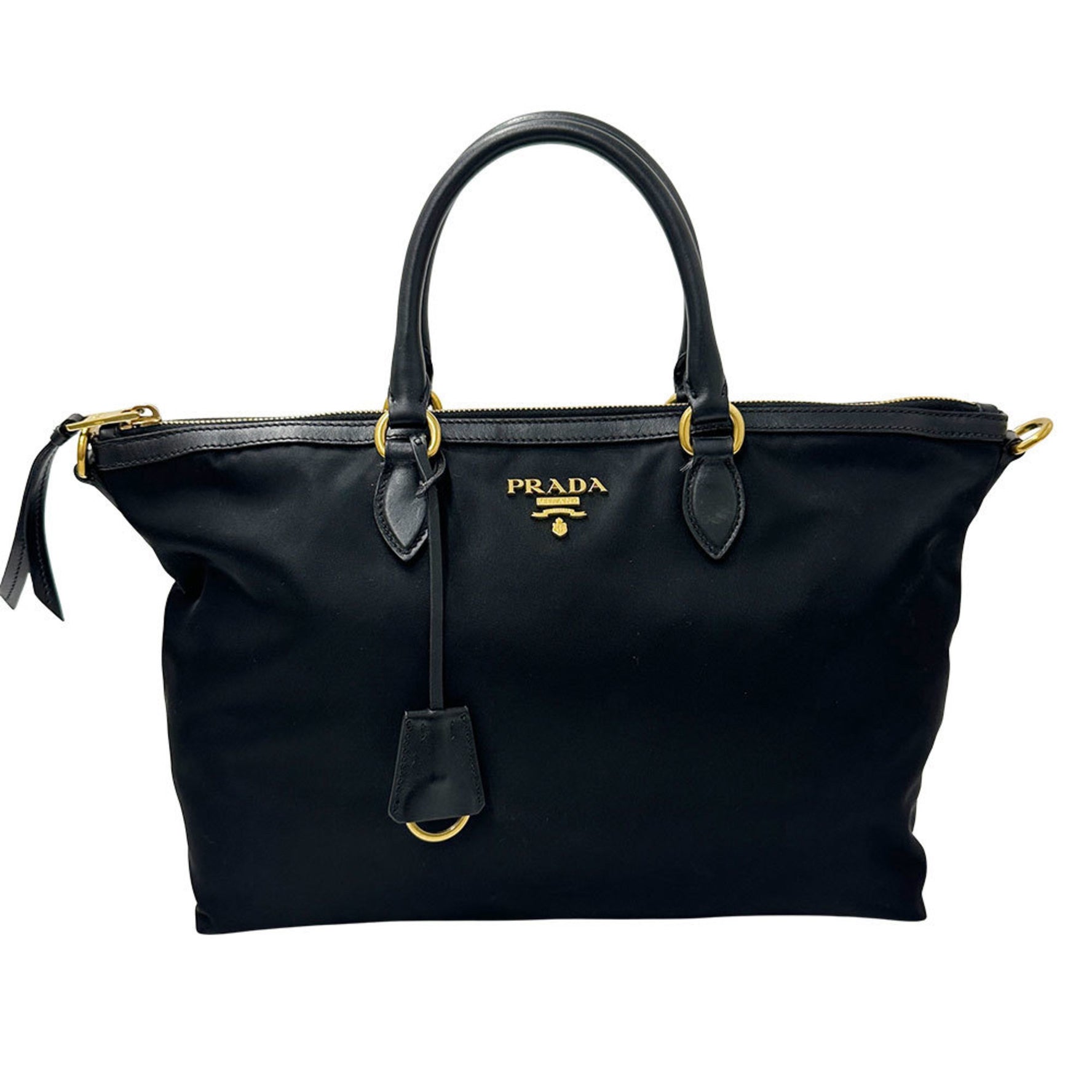 PRADA Handbag Shoulder Bag Nylon Leather With Strap