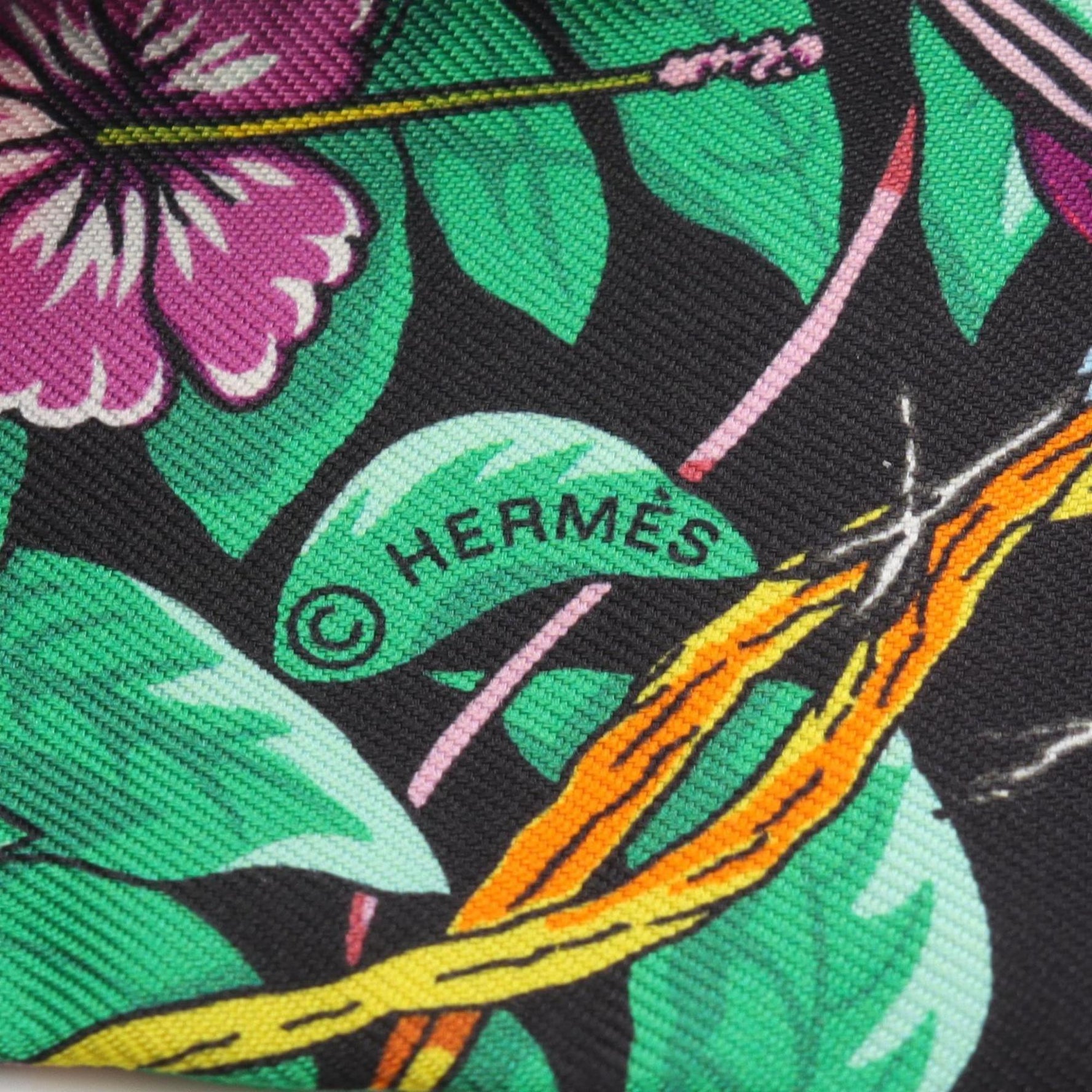 Hermes Hermès JUNGLE LOVE Twilly Silk Scarf Black/Multicolor