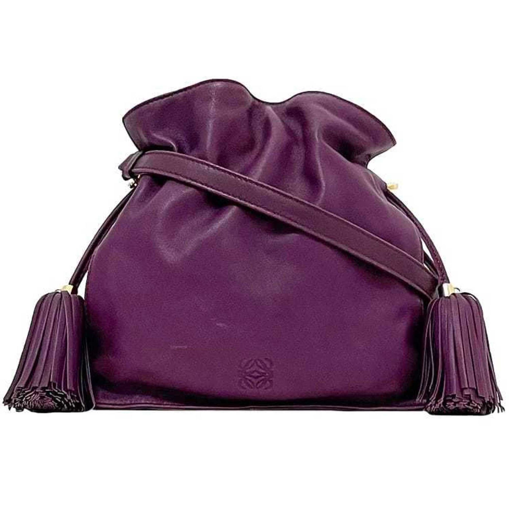 LOEWE Flamenco Shoulder Bag Nappa Leather Tassel Crossbody Soft