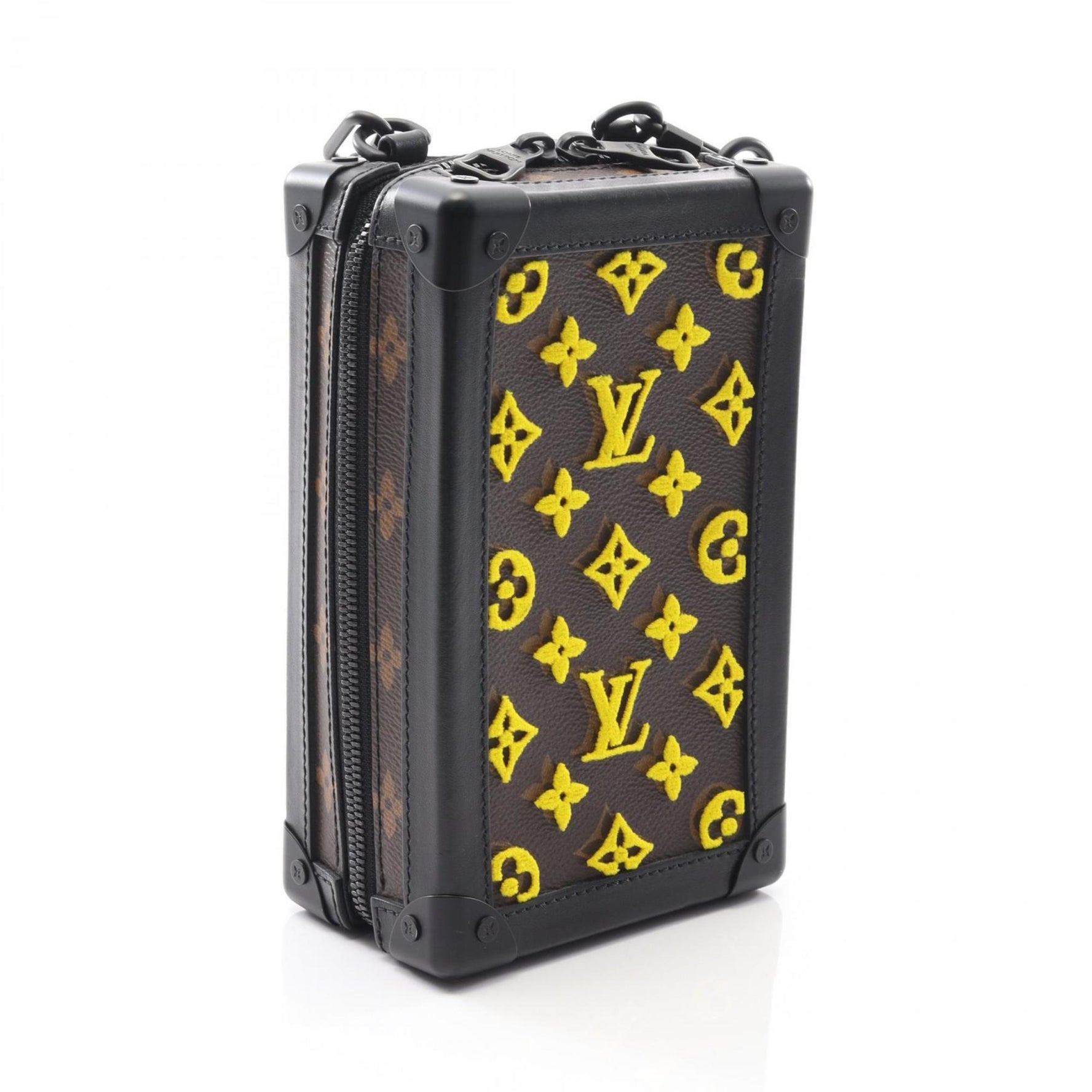 Louis Vuitton Vertical Soft Trunk Shoulder Bag, PVC-Coated Canvas and Leather with Monogram Tufted Pattern, Brown, Black, Yellow