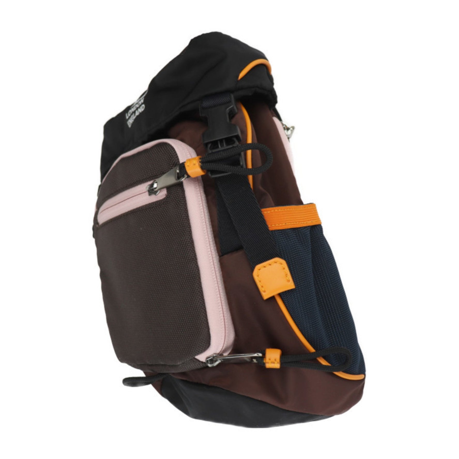 BURBERRY ML LEO Leo Body Bag Nylon COFFEE Brown x Black Pink Orange Shoulder