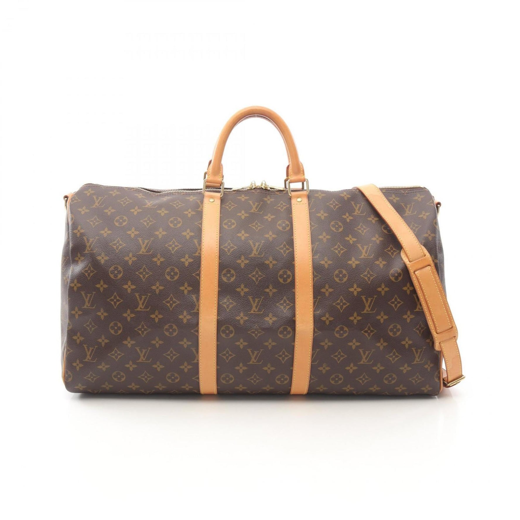 Louis Vuitton Keepall Bandouliere 55 Monogram Boston Bag in Coated Canvas and Leather, Brown, Women