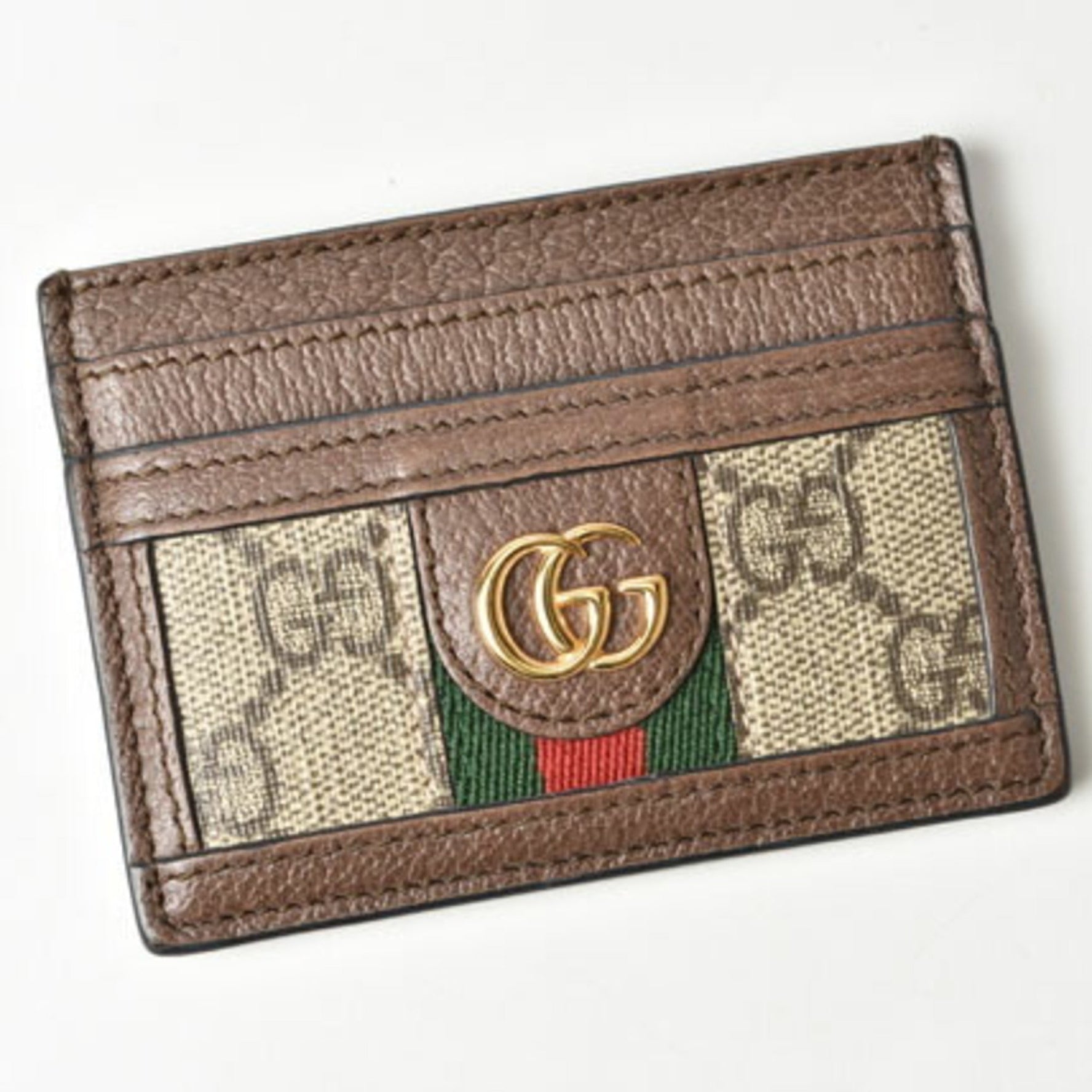 Gucci Card Case Business Holder Beige Brown 8745 Ophidia GG Supreme