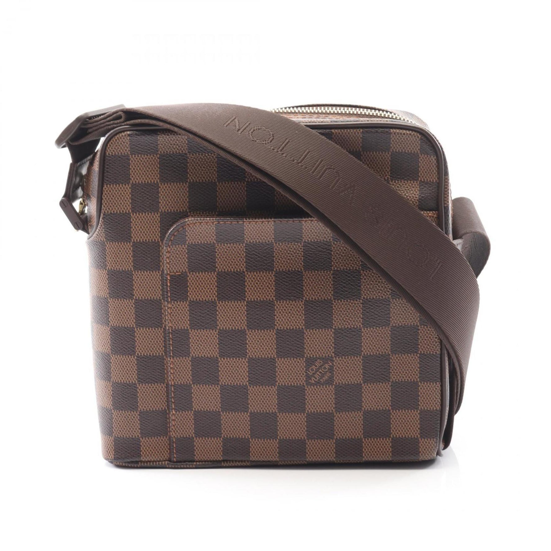 Louis Vuitton Olaf PM Shoulder Bag, Coated Canvas, Leather, Damier, Brown