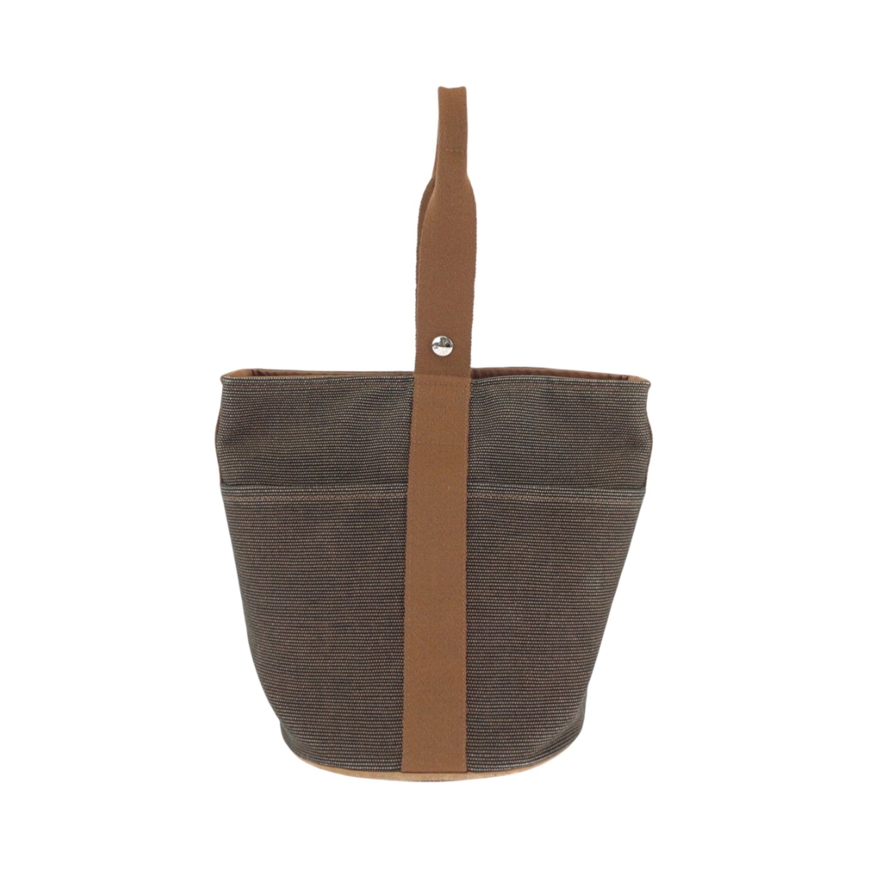 HERMES Saxo MM Silver Hardware Canvas Handbag