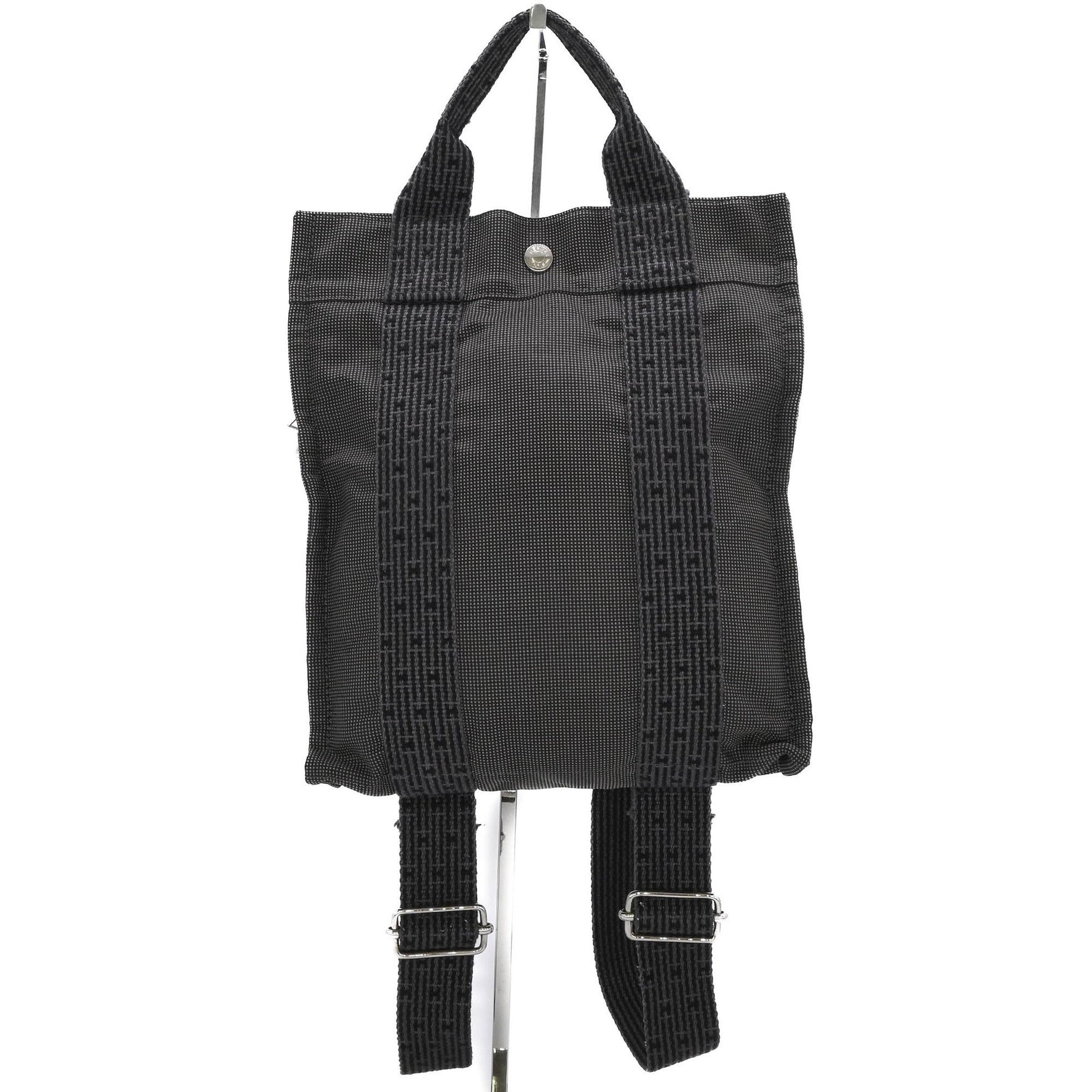 HERMES Air Line Ad PM Canvas Tote Bag/Backpack in Gray/Black Nylon and