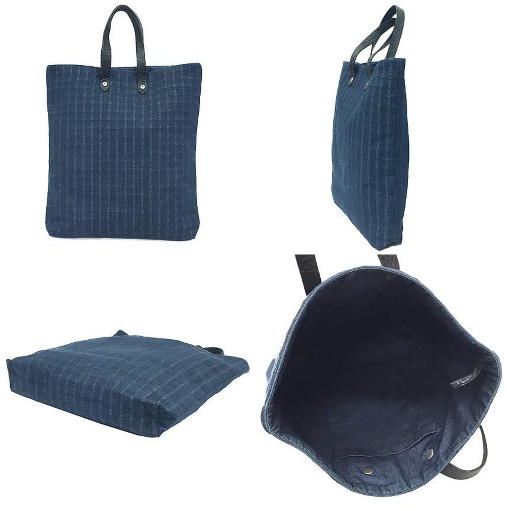 HERMES Amedaba GM Tote Bag Hand Indigo