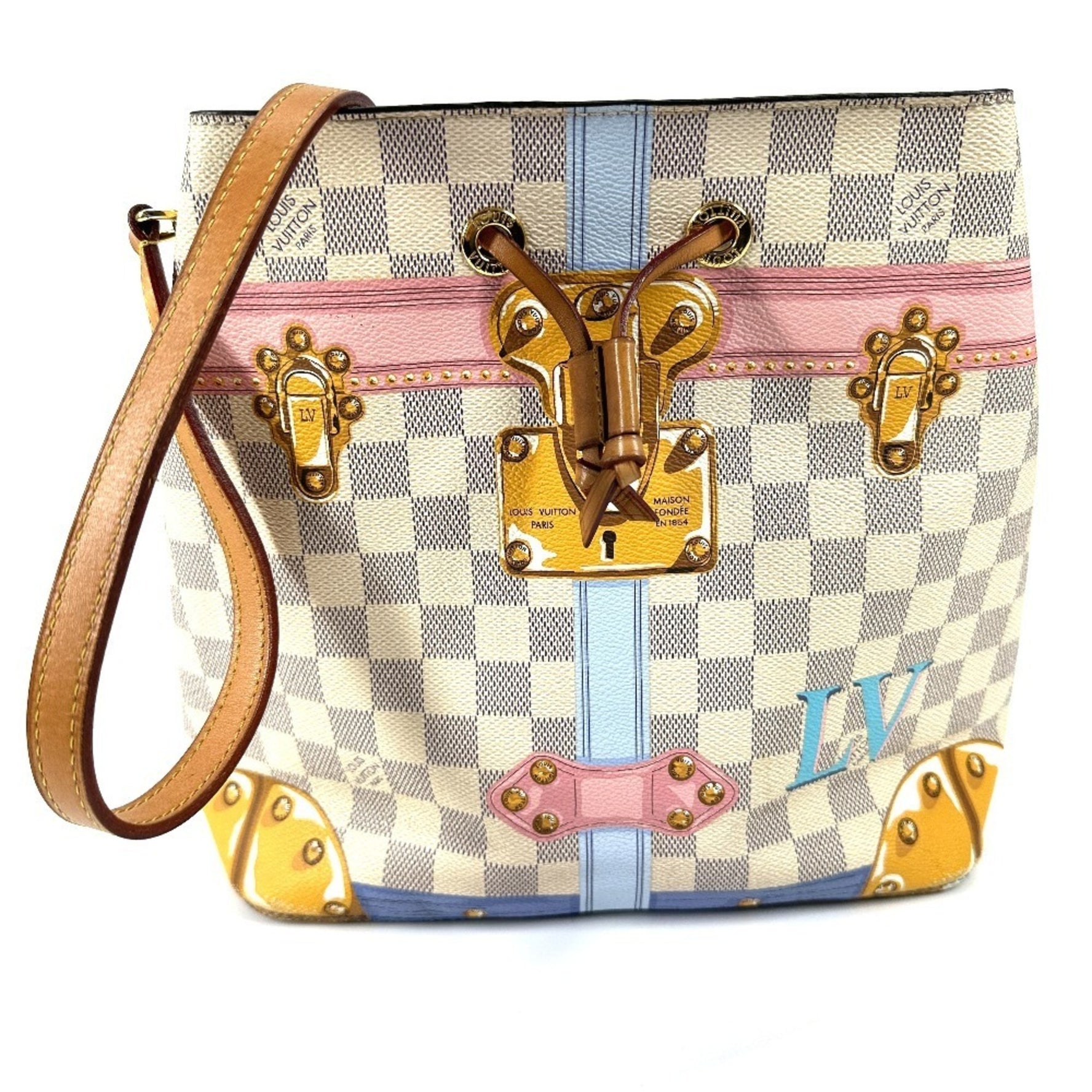 Louis Vuitton Damier Azur Summer Trunk NeoNoe Bag Crossbody Drawstring Bucket Shoulder Canvas Men's