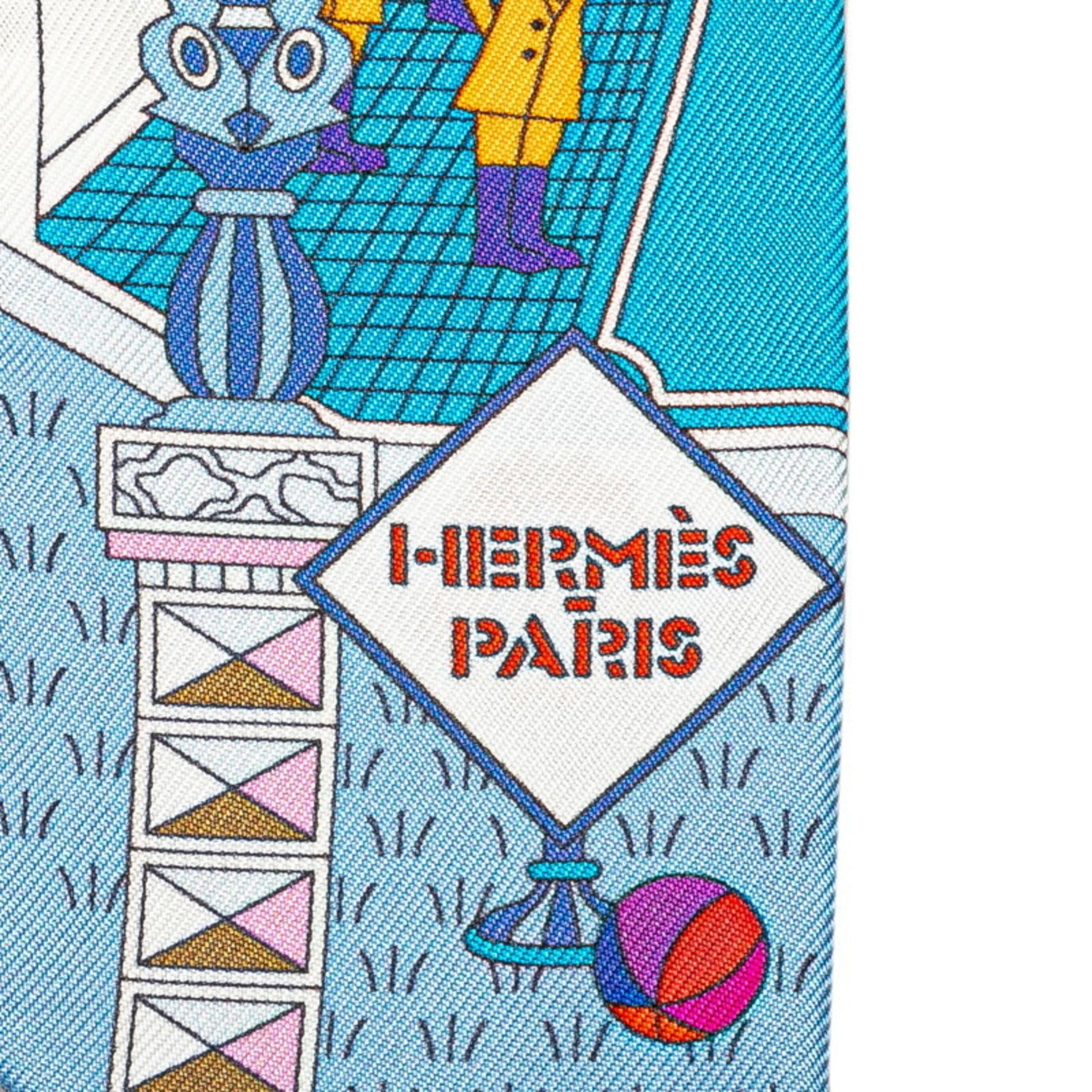 Hermès Twilly LA MAISON DES CARRES Scarf, White and Multicolor Silk, HERMES