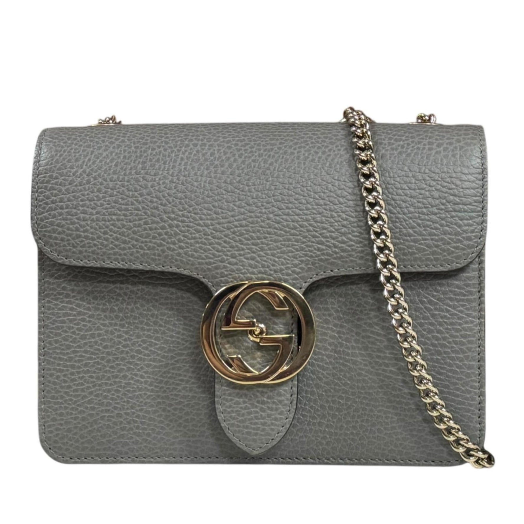 Gucci Interlocking G Shoulder Bag, Leather, Chain
