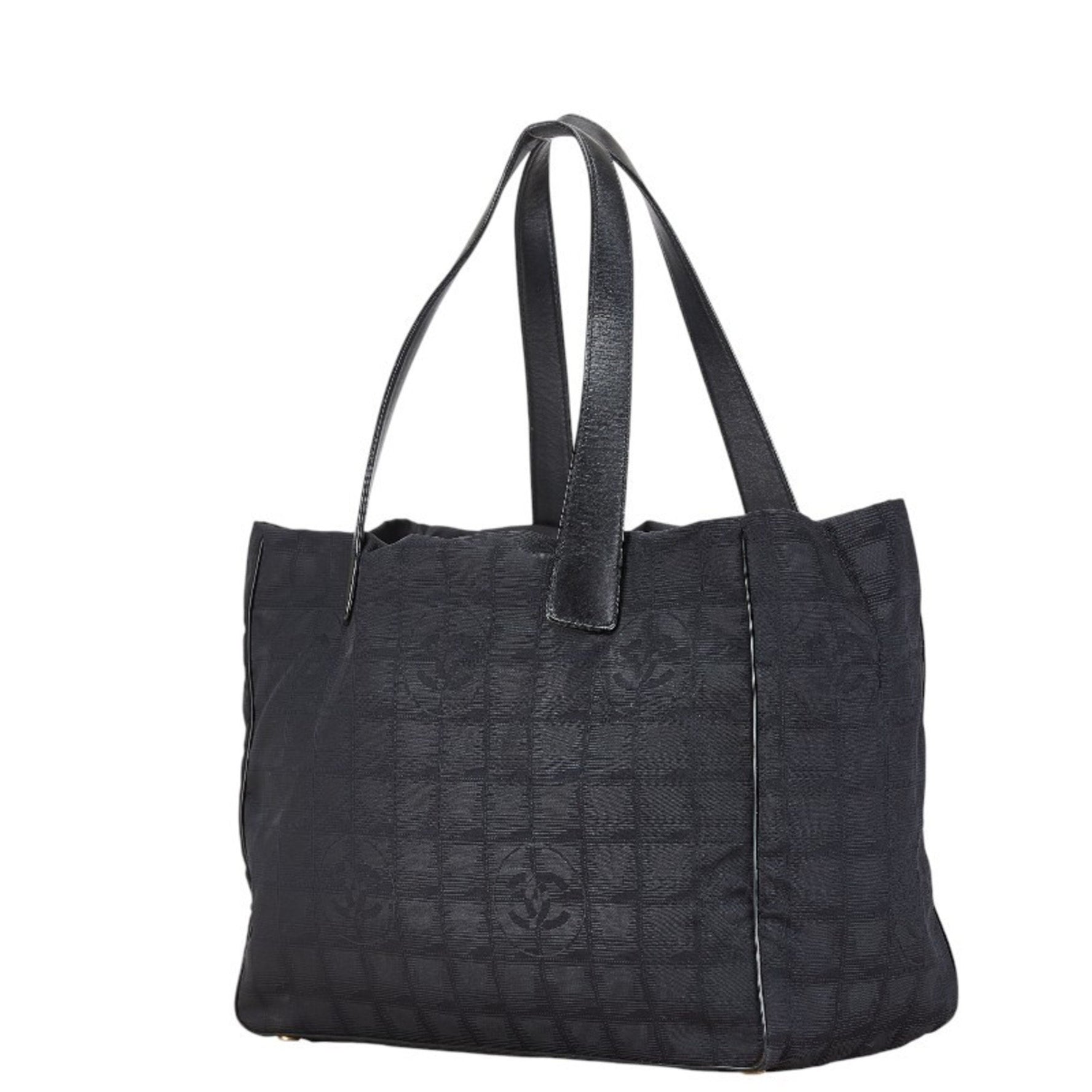 Chanel New Travel Line Tote MM Coco Mark Bag Nylon Leather