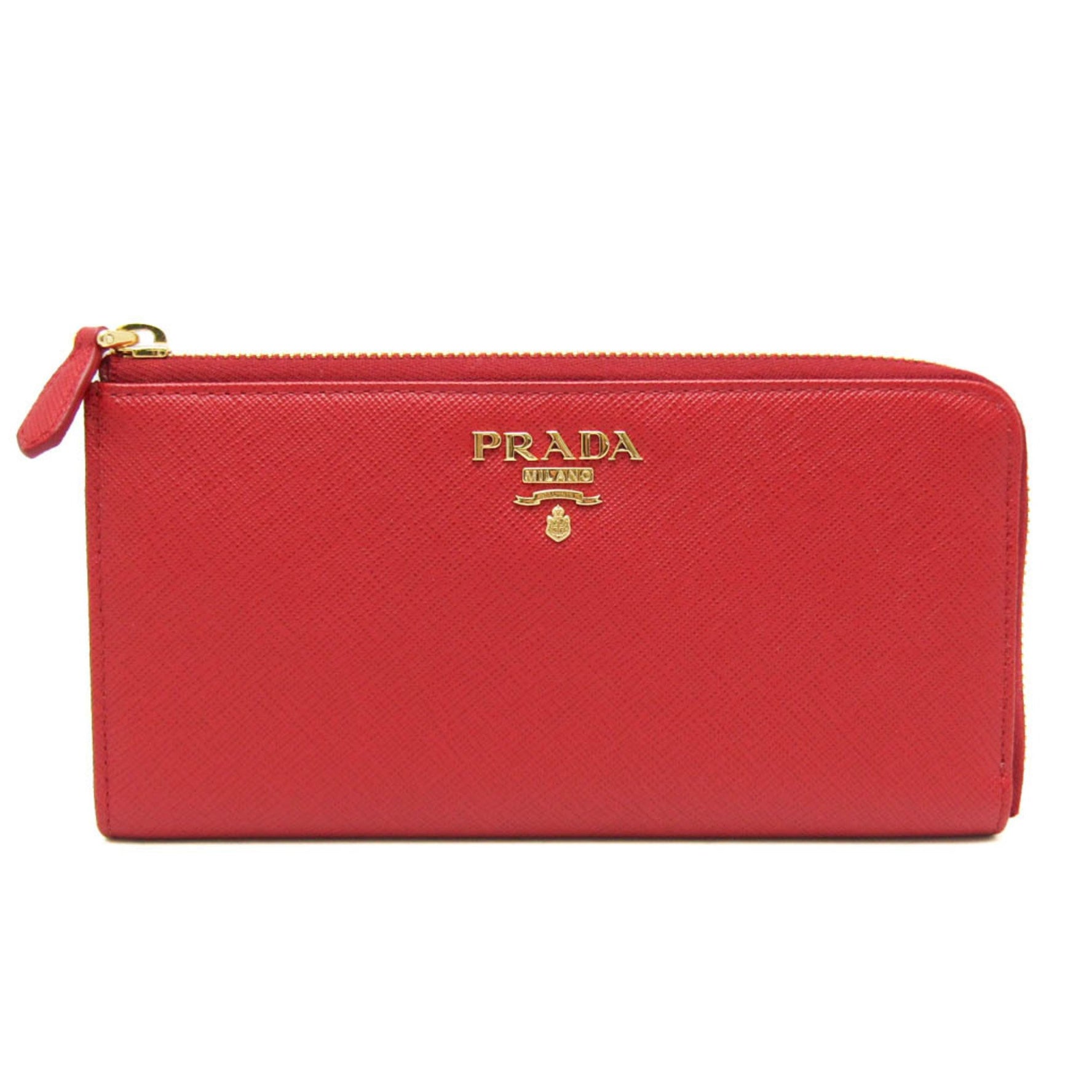 Prada Men,Women Saffiano Long Bill Wallet (bi-fold) Red Color