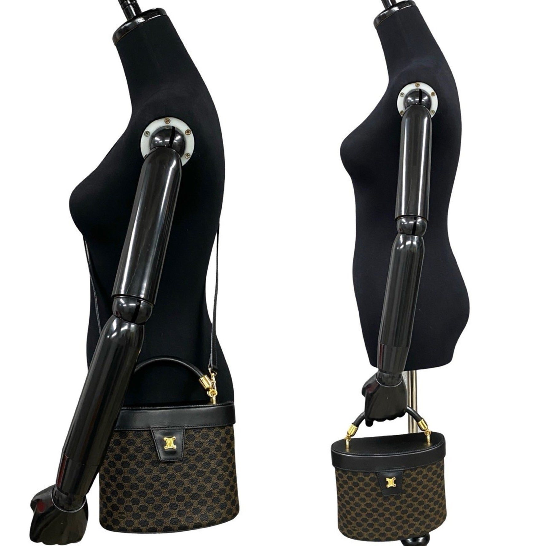 CELINE Macadam Blason with Triomphe logo and hardware, leather, shoulder bag/handbag, black/brown