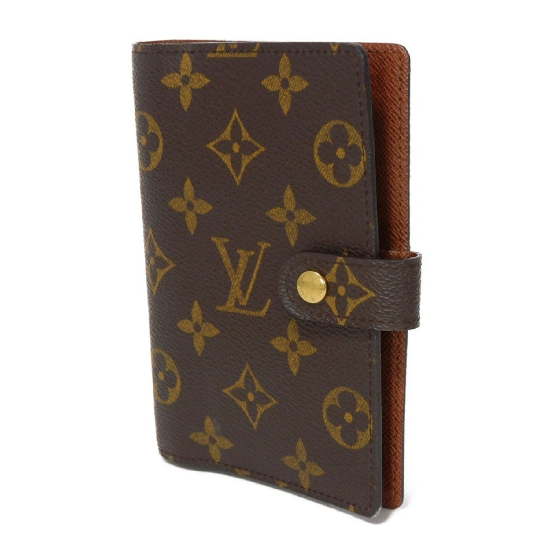 Louis Vuitton Planner Cover Agenda PM LV Flower Brown Card Case Monogram Maroon Men's