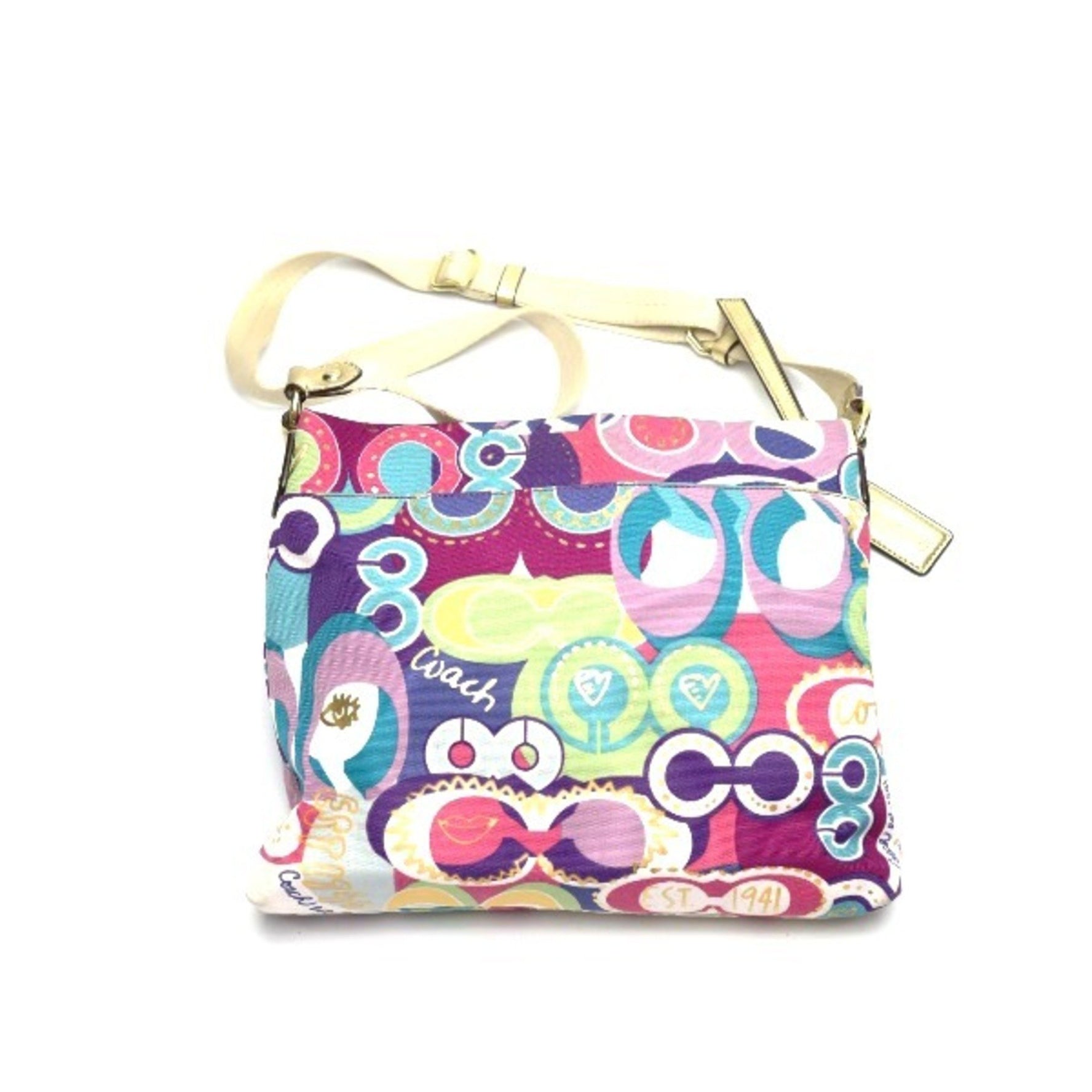 COACH Signature Canvas Leather Multicolor Shoulder Bag